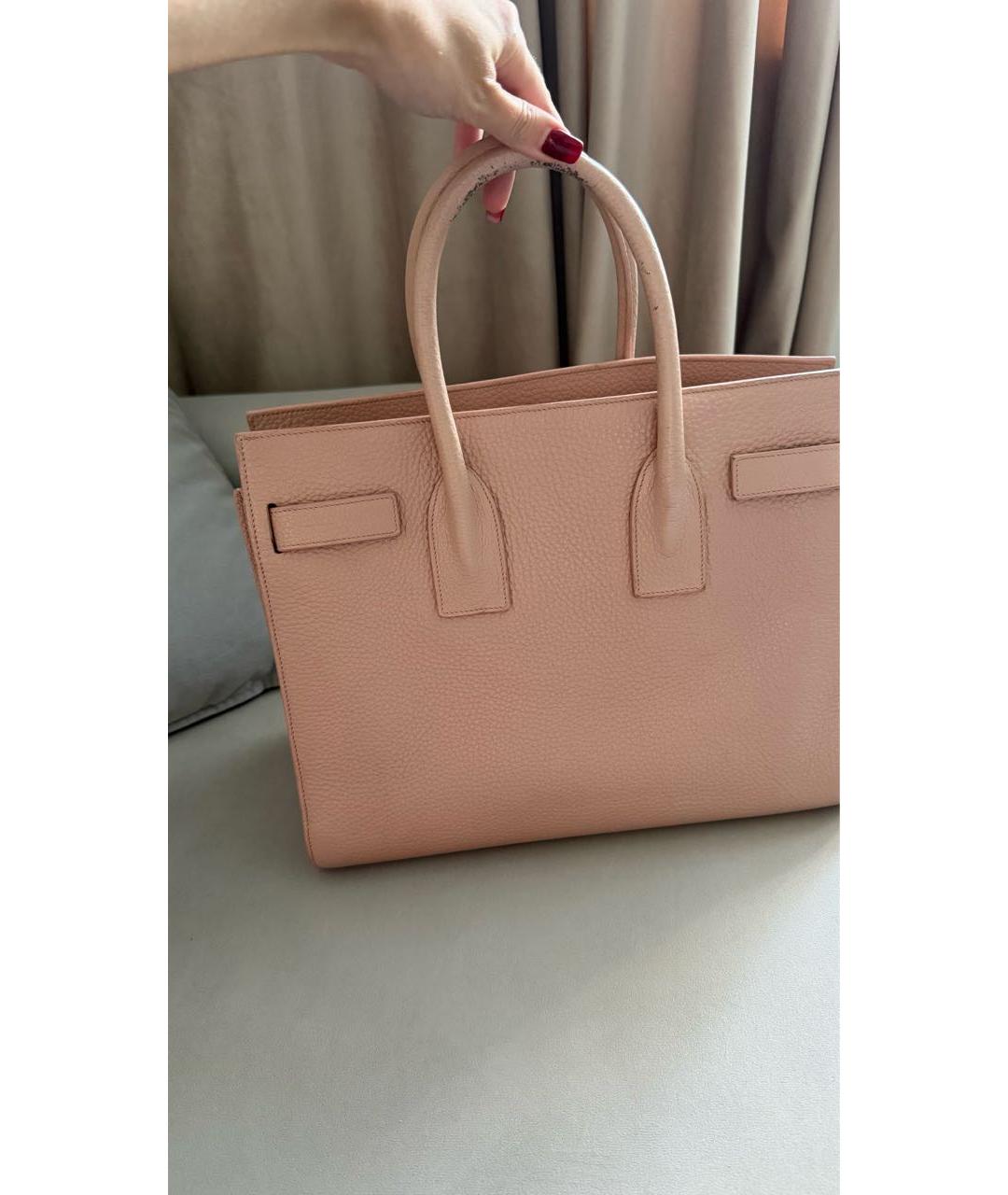 SAINT LAURENT Розовая кожаная сумка с короткими ручками, фото 2