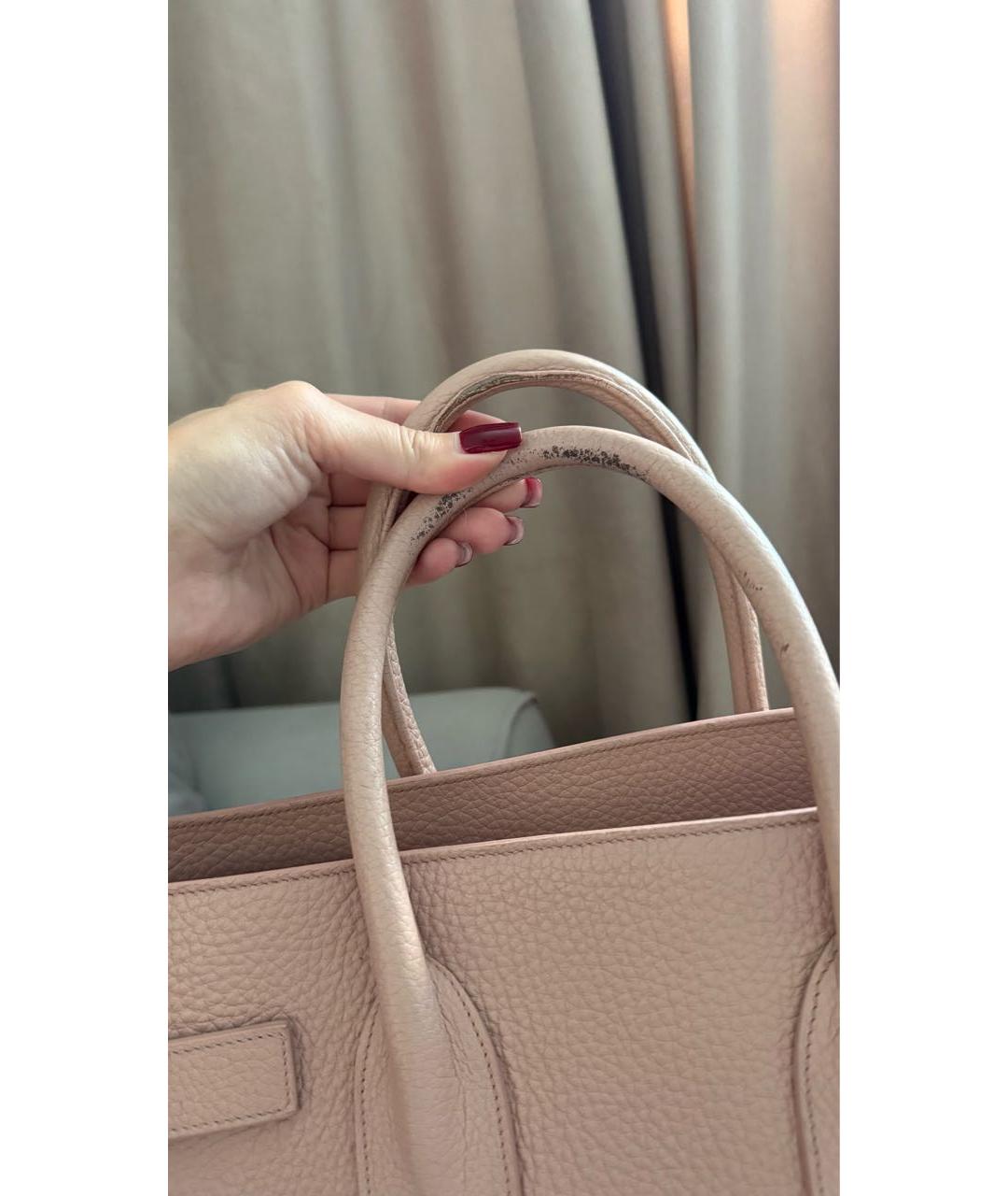 SAINT LAURENT Розовая кожаная сумка с короткими ручками, фото 7