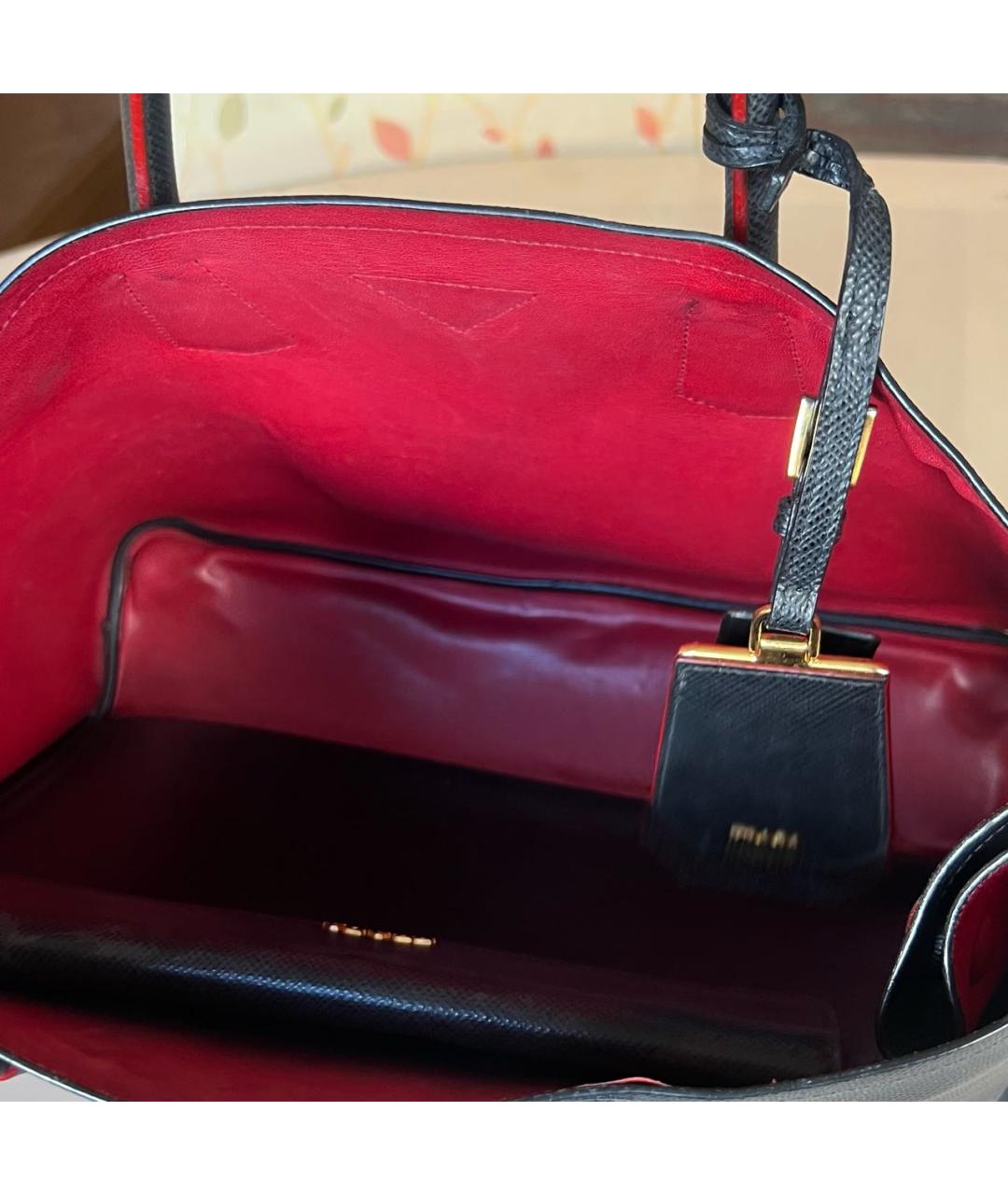 PRADA Черная кожаная сумка тоут, фото 4