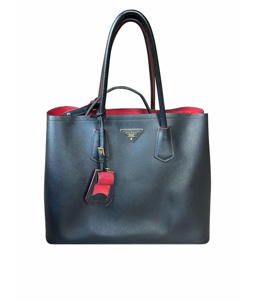 PRADA Черная кожаная сумка тоут, фото 1
