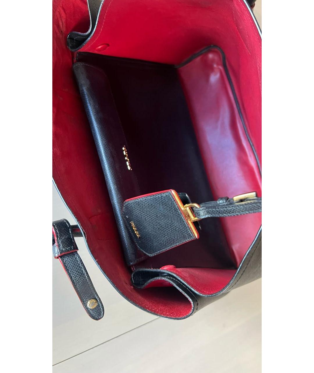 PRADA Черная кожаная сумка тоут, фото 8