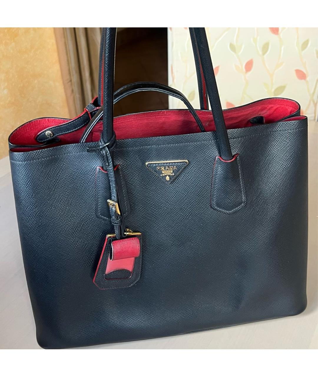 PRADA Черная кожаная сумка тоут, фото 2