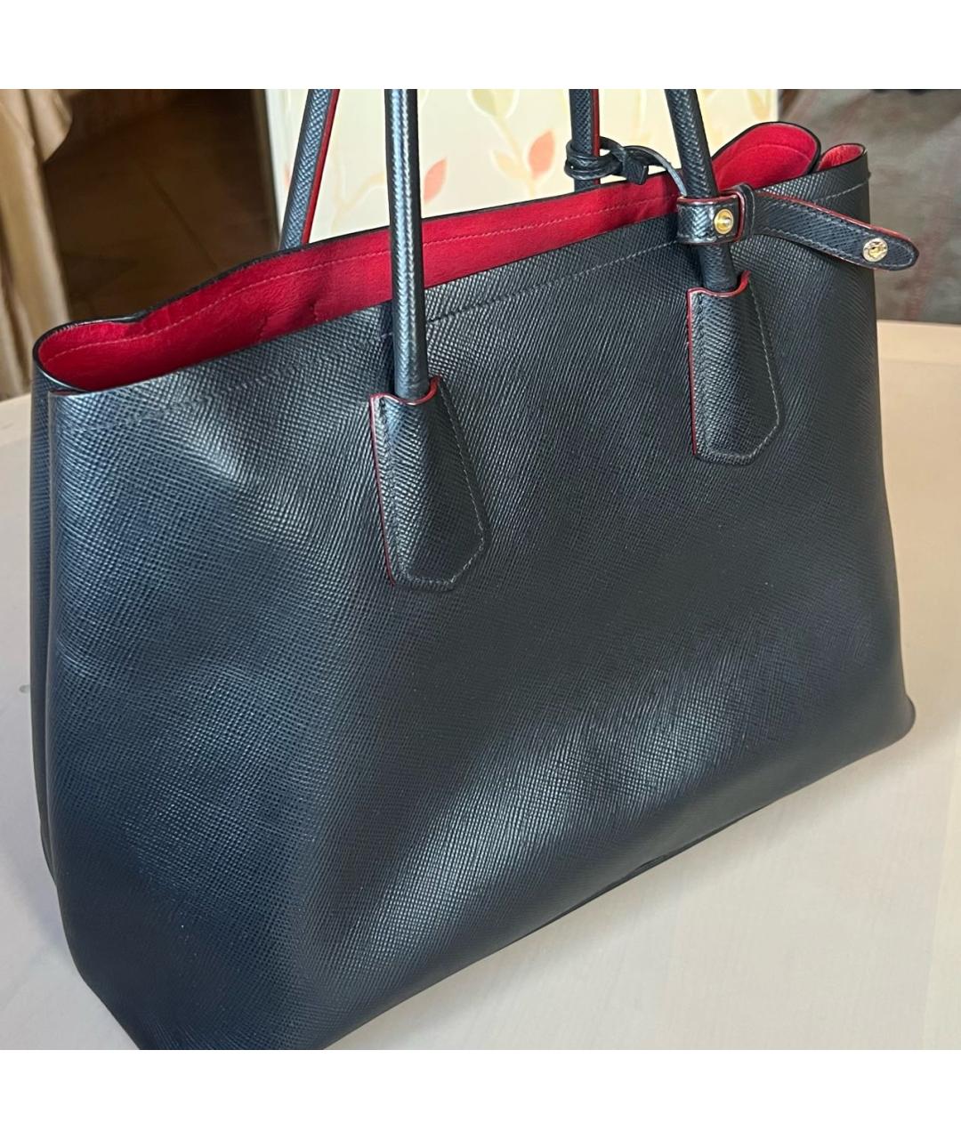 PRADA Черная кожаная сумка тоут, фото 6
