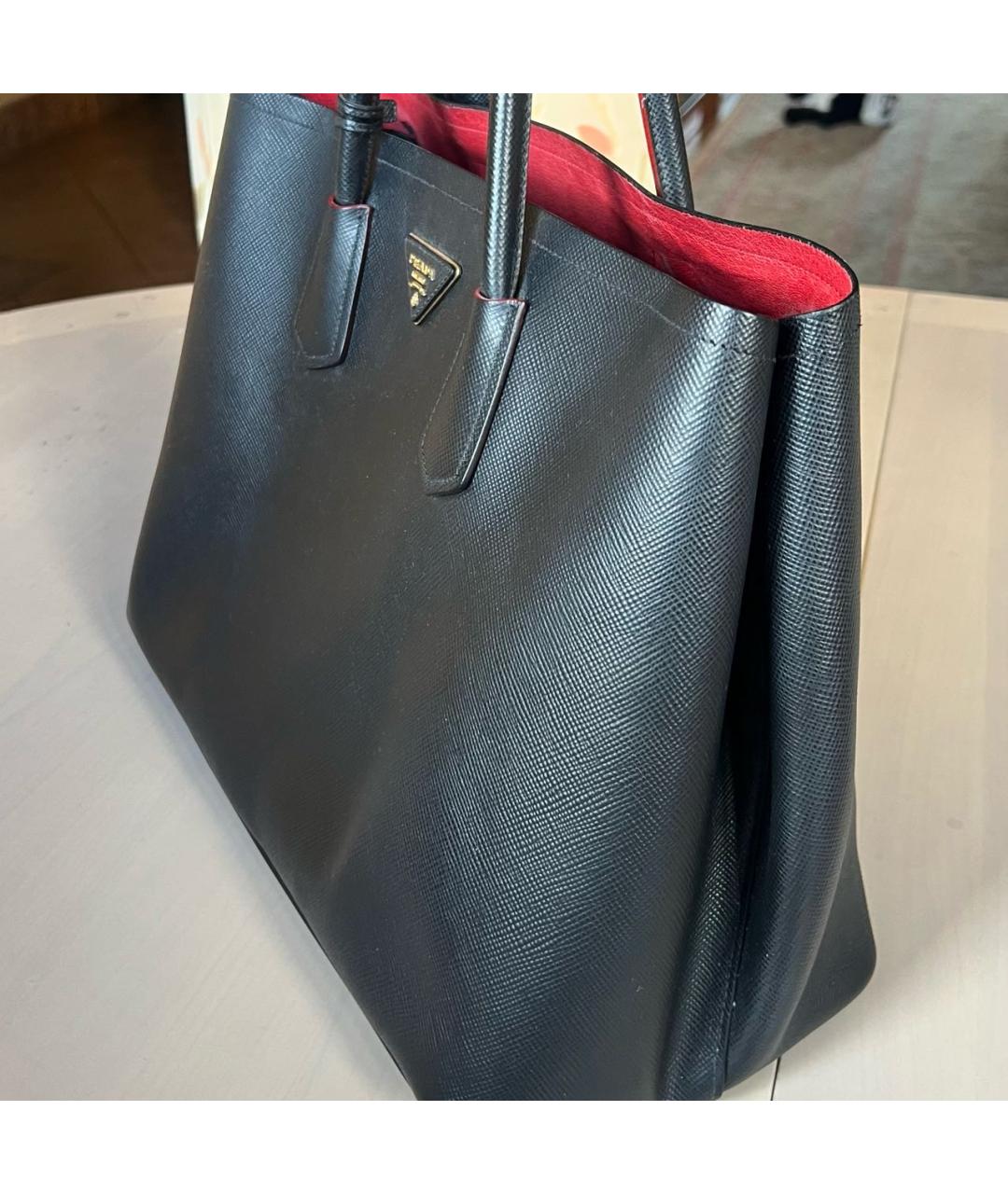 PRADA Черная кожаная сумка тоут, фото 7