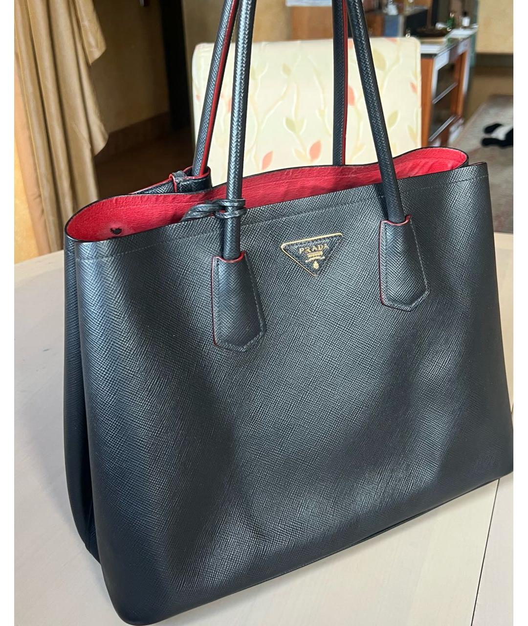 PRADA Черная кожаная сумка тоут, фото 3