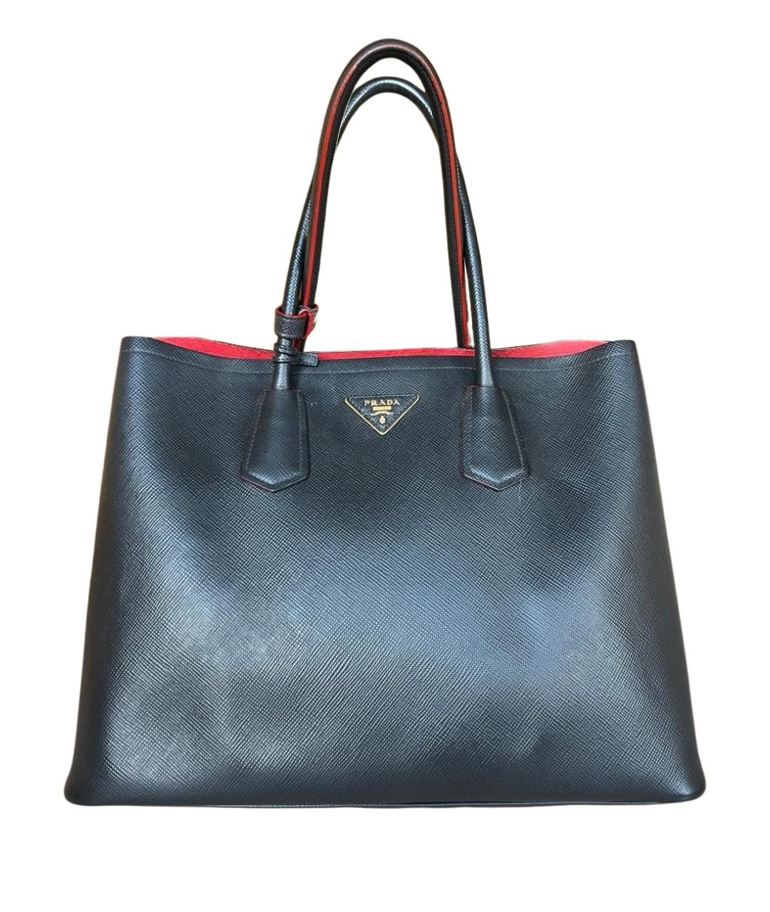 PRADA Черная кожаная сумка тоут, фото 1