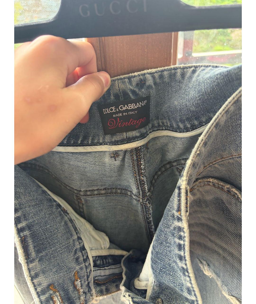 DOLCE&GABBANA Голубые хлопковые прямые джинсы, фото 3