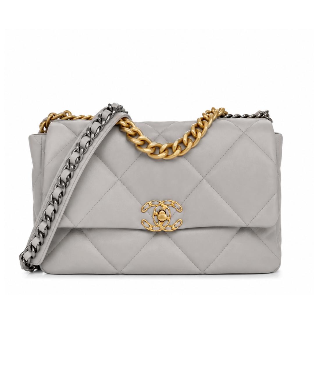 CHANEL Серая кожаная сумка через плечо, фото 4