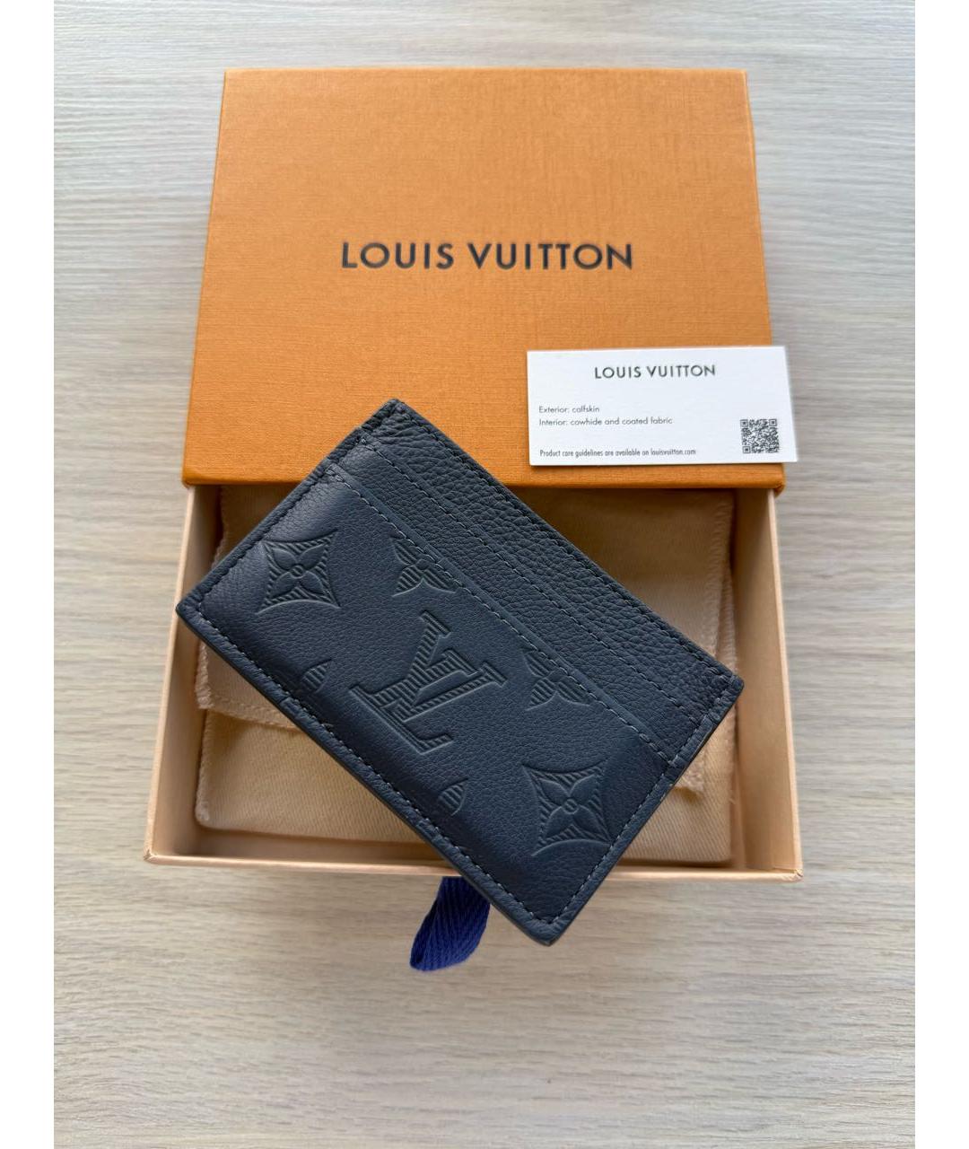 LOUIS VUITTON Темно-синий кожаный кардхолдер, фото 3