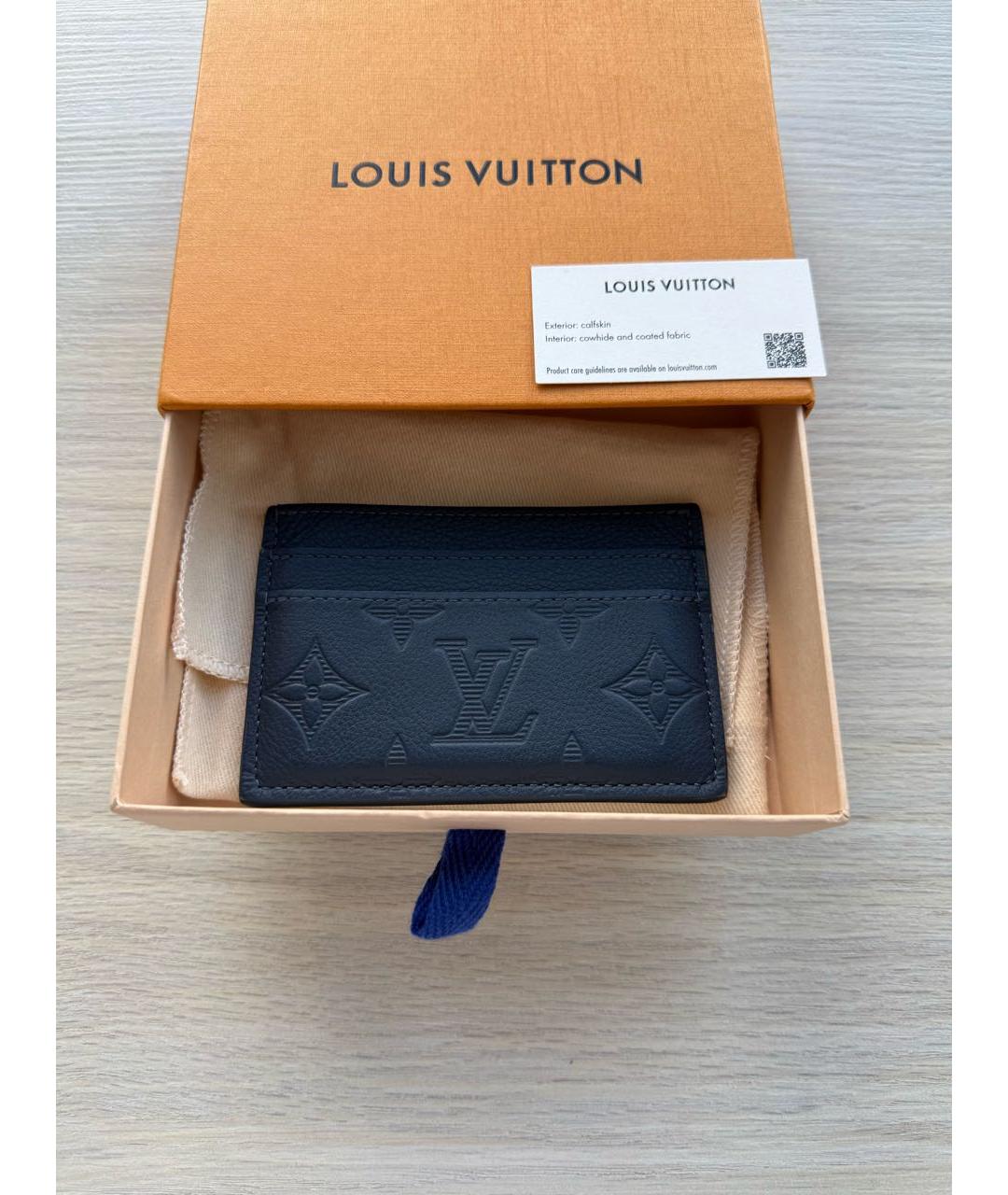 LOUIS VUITTON Темно-синий кожаный кардхолдер, фото 2