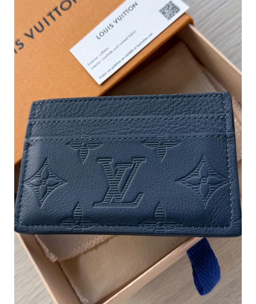 LOUIS VUITTON Темно-синий кожаный кардхолдер, фото 7