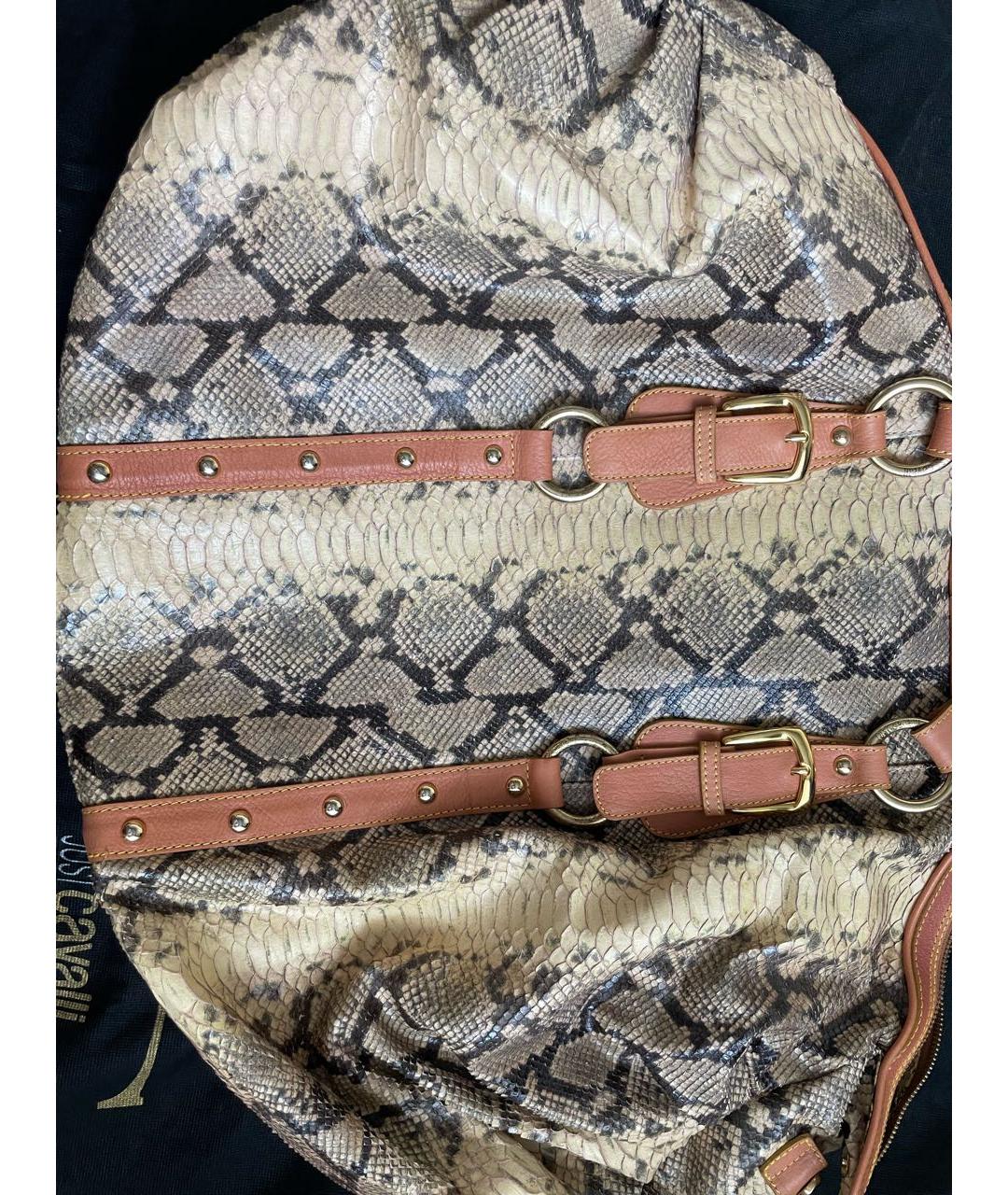 JUST CAVALLI Бежевая дорожная/спортивная сумка из экзотической кожи, фото 2