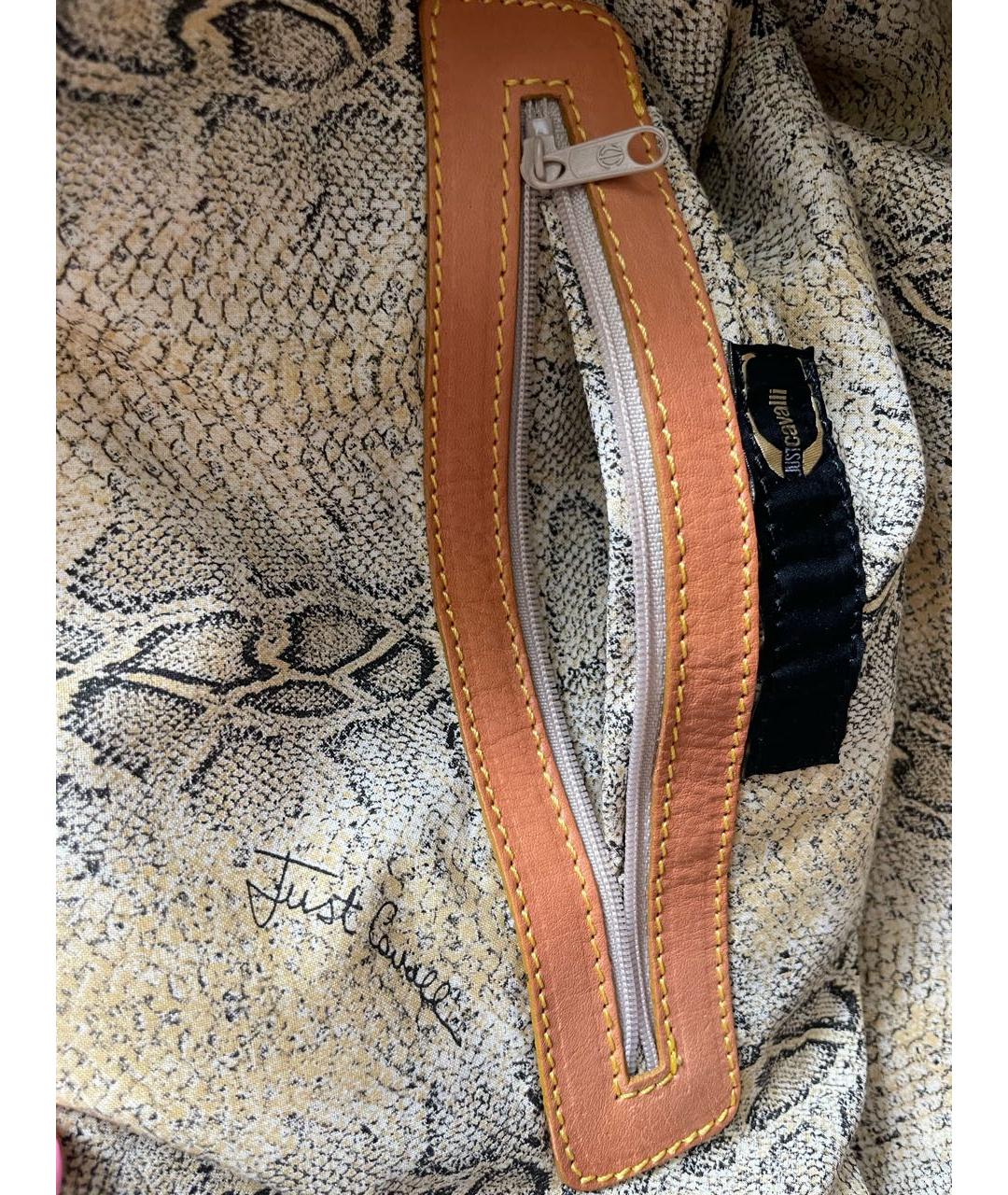 JUST CAVALLI Бежевая дорожная/спортивная сумка из экзотической кожи, фото 4