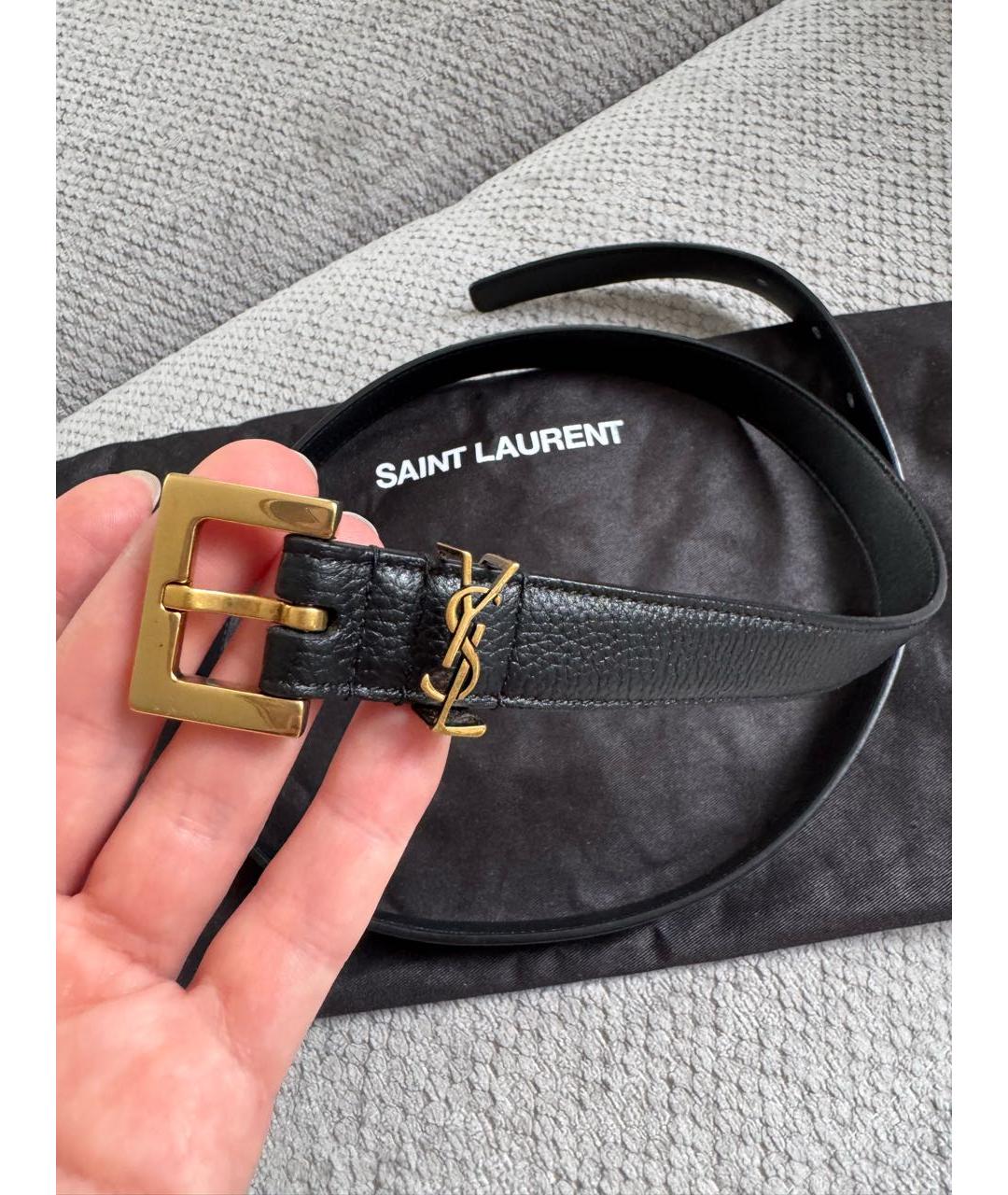 SAINT LAURENT Черный кожаный ремень, фото 3