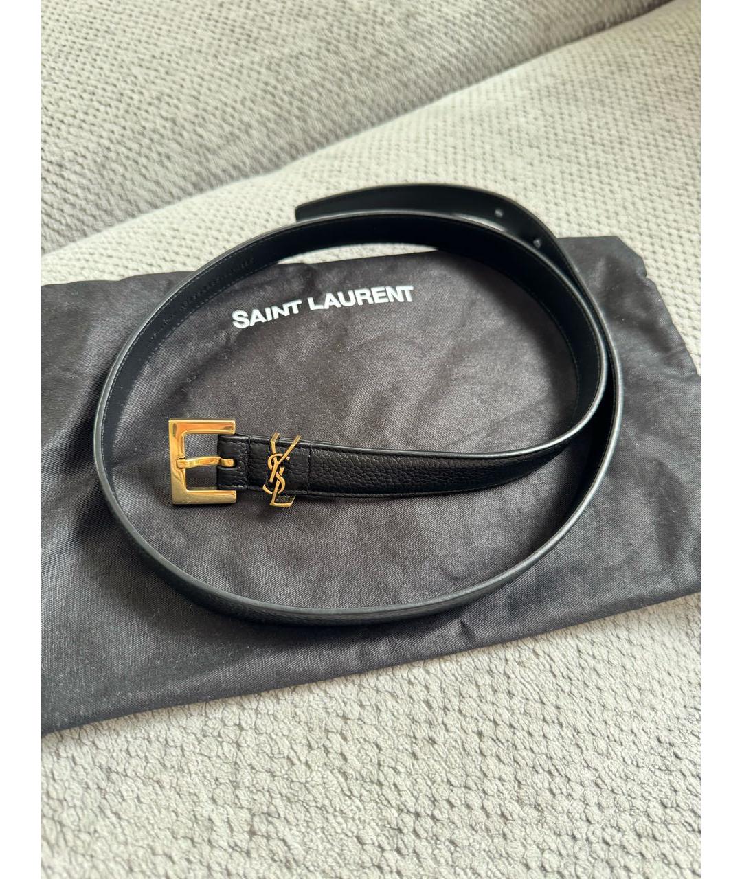SAINT LAURENT Черный кожаный ремень, фото 2