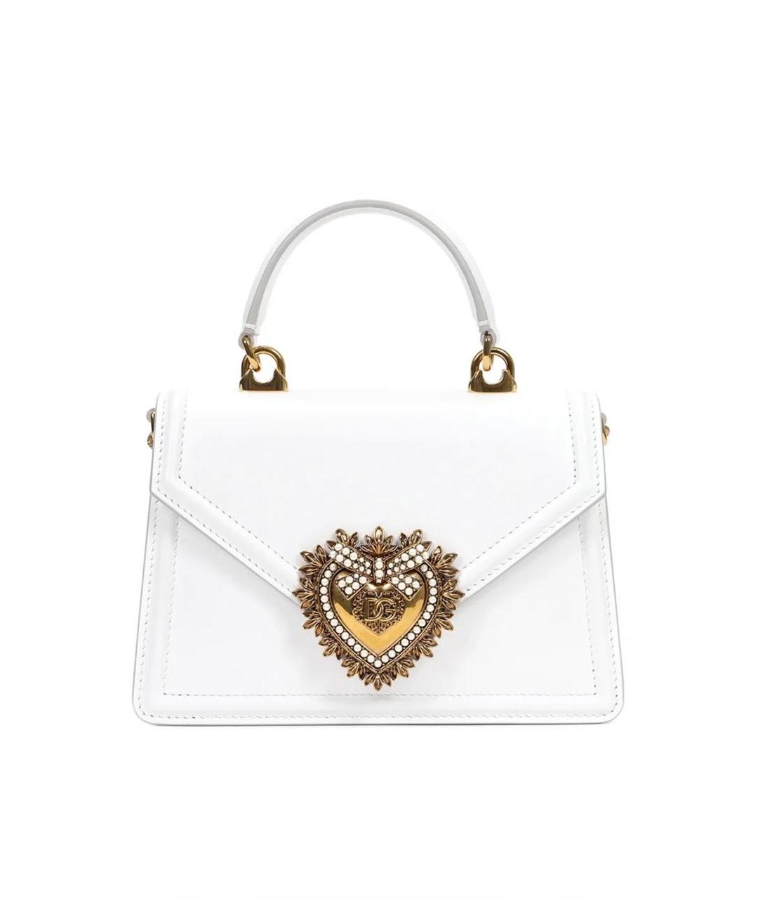 DOLCE&GABBANA Белая кожаная сумка с короткими ручками, фото 9