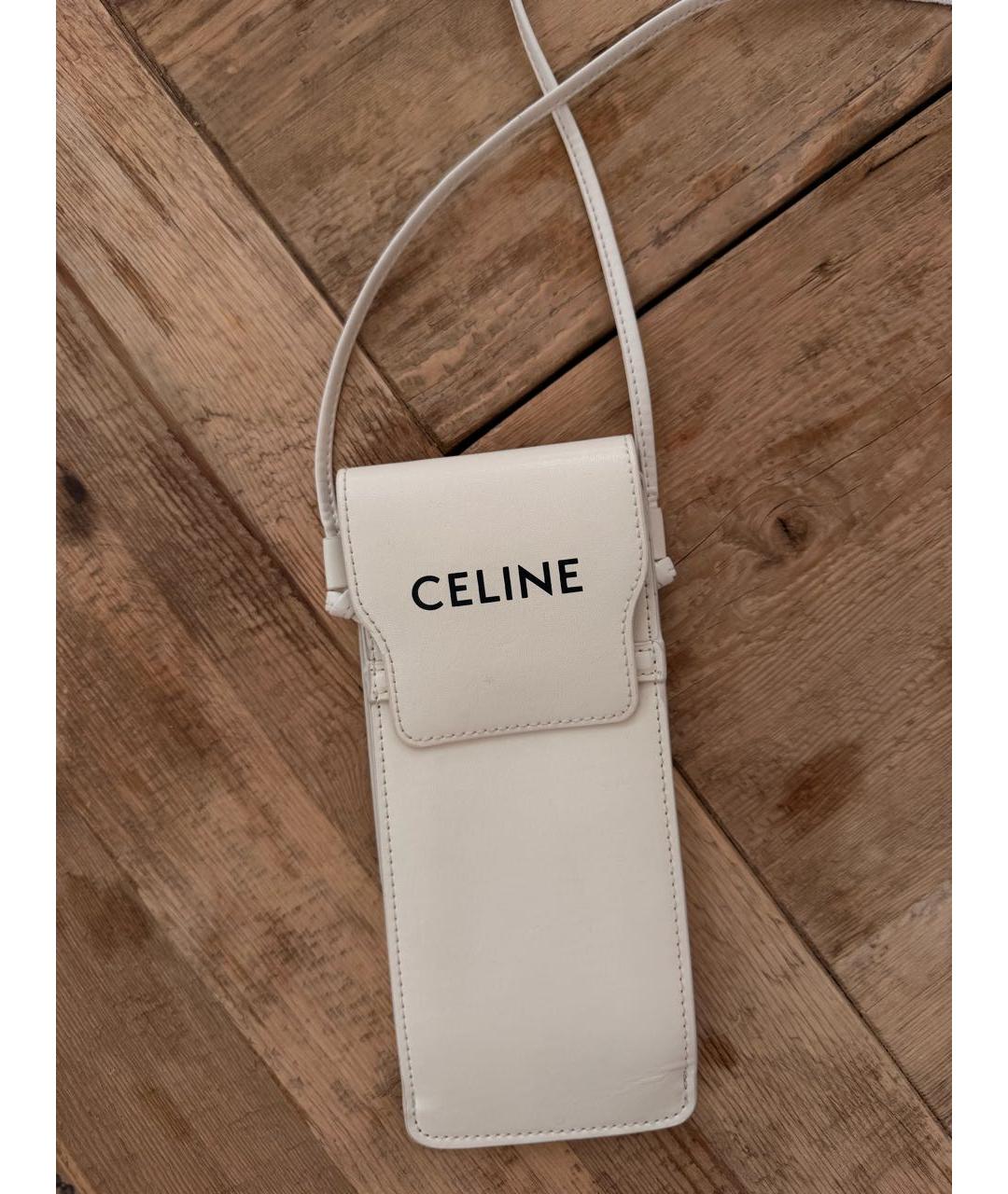 CELINE Белая кожаная сумка через плечо, фото 8
