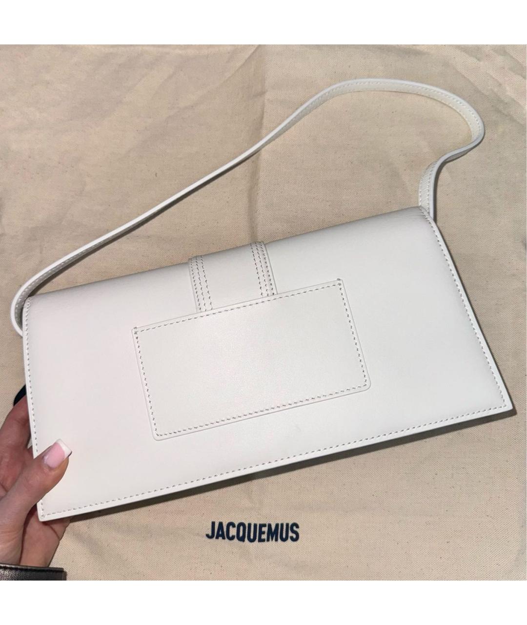 JACQUEMUS Белая кожаная сумка через плечо, фото 4