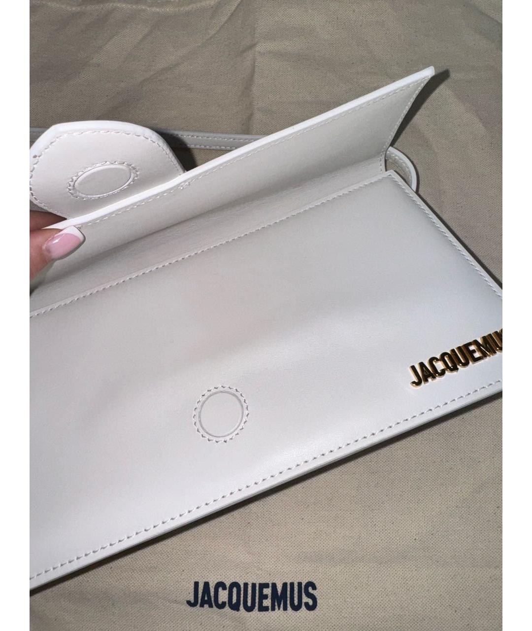 JACQUEMUS Белая кожаная сумка через плечо, фото 3