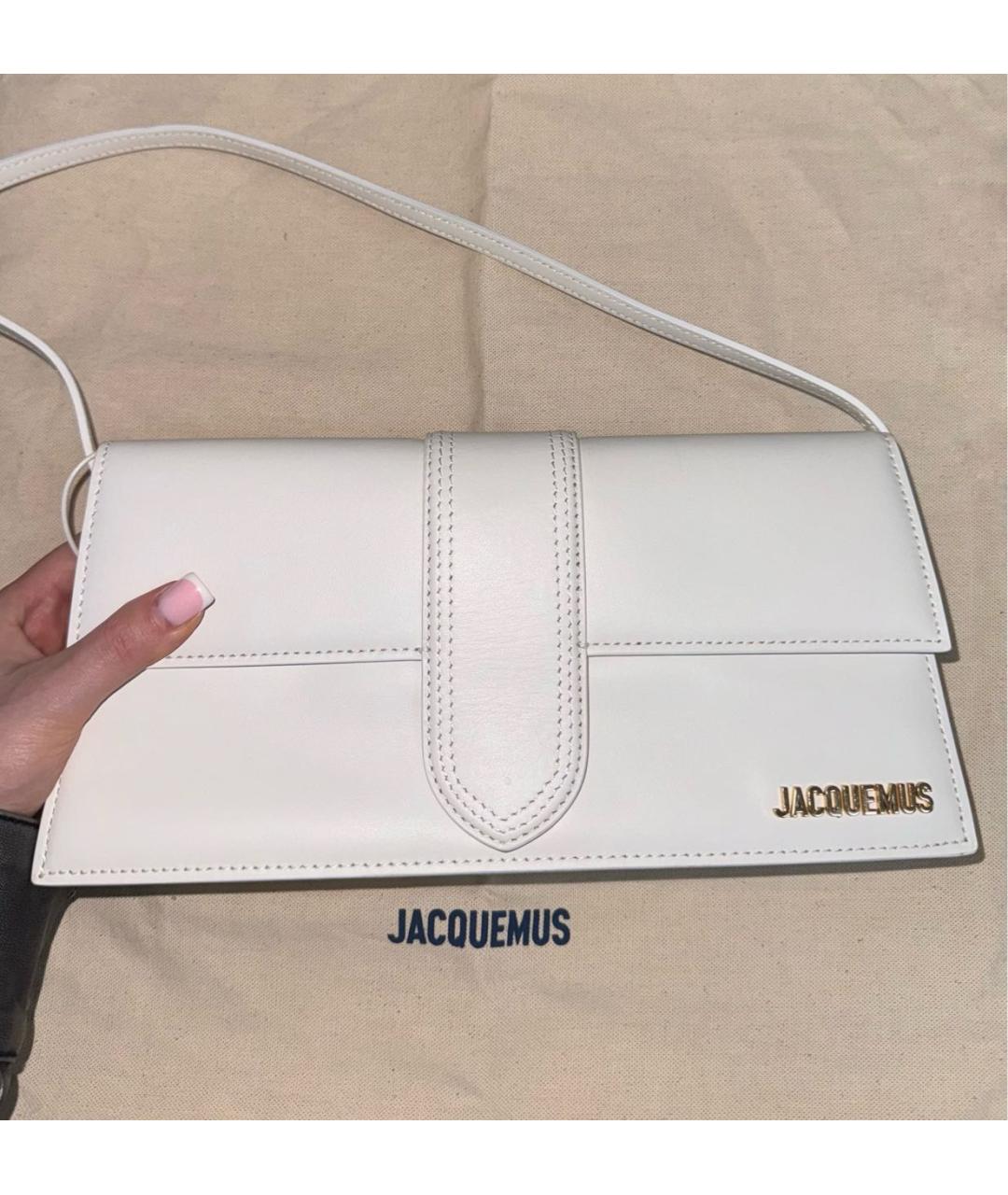 JACQUEMUS Белая кожаная сумка через плечо, фото 2
