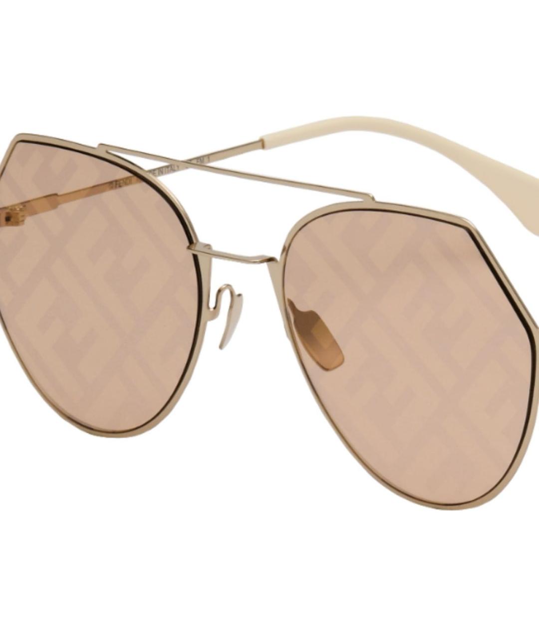 FENDI Золотые металлические солнцезащитные очки, фото 5