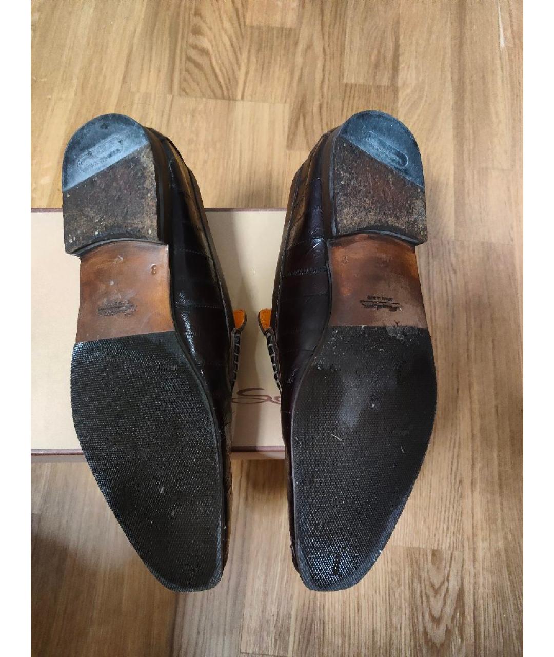 SANTONI Коричневые туфли из лакированной кожи, фото 5