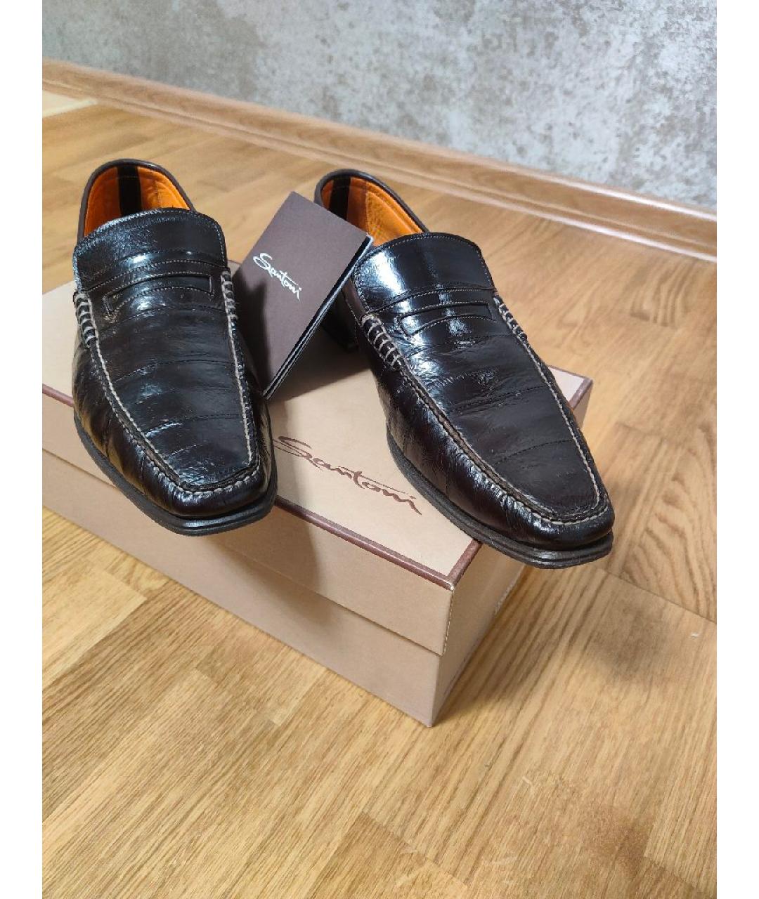 SANTONI Коричневые туфли из лакированной кожи, фото 2