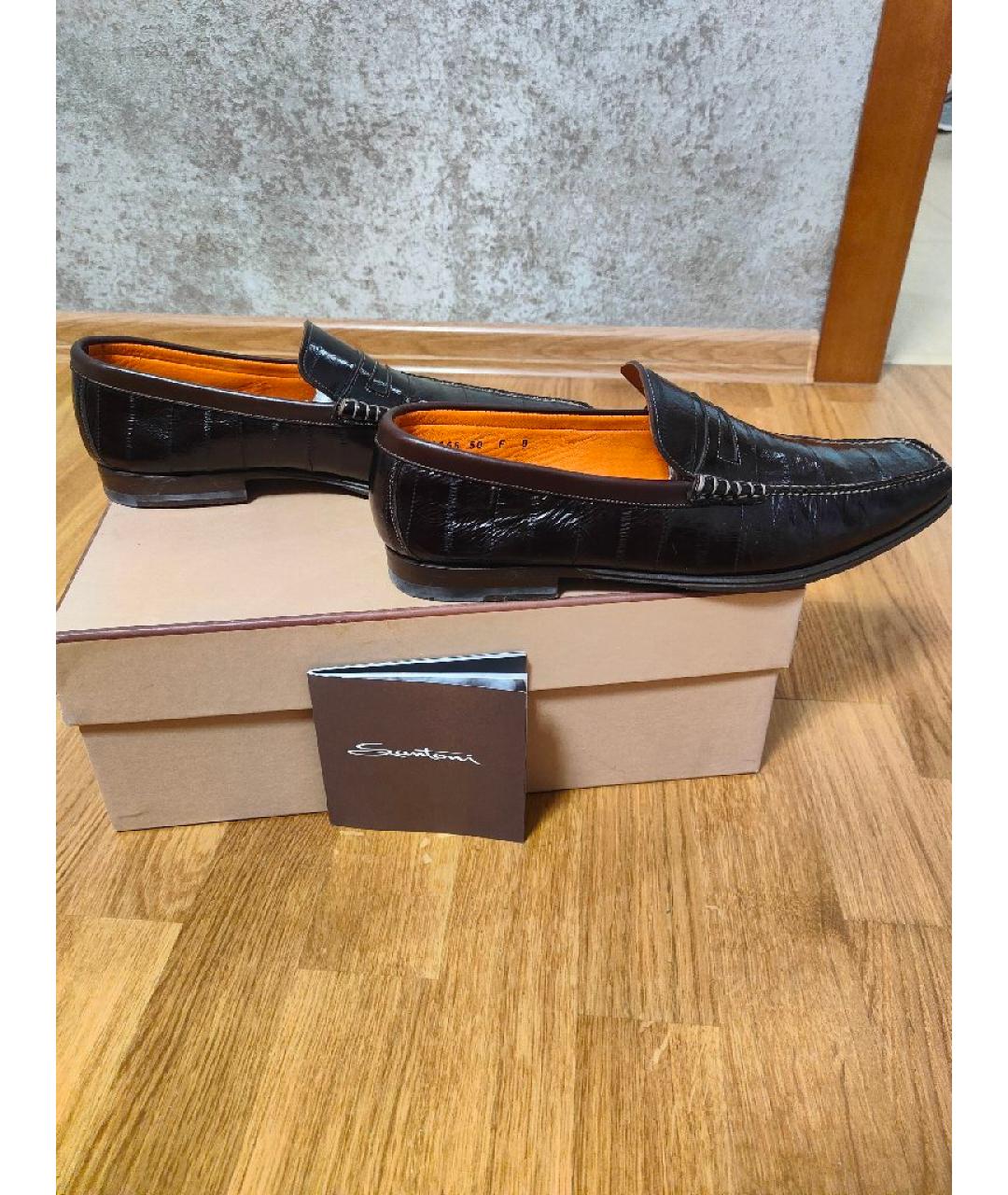 SANTONI Коричневые туфли из лакированной кожи, фото 8