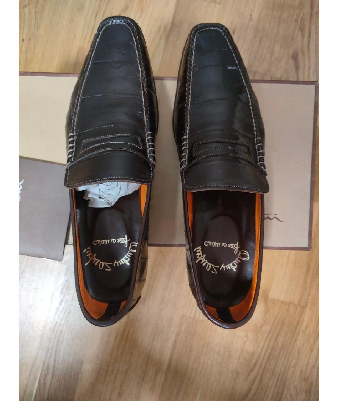 SANTONI Коричневые туфли из лакированной кожи, фото 3