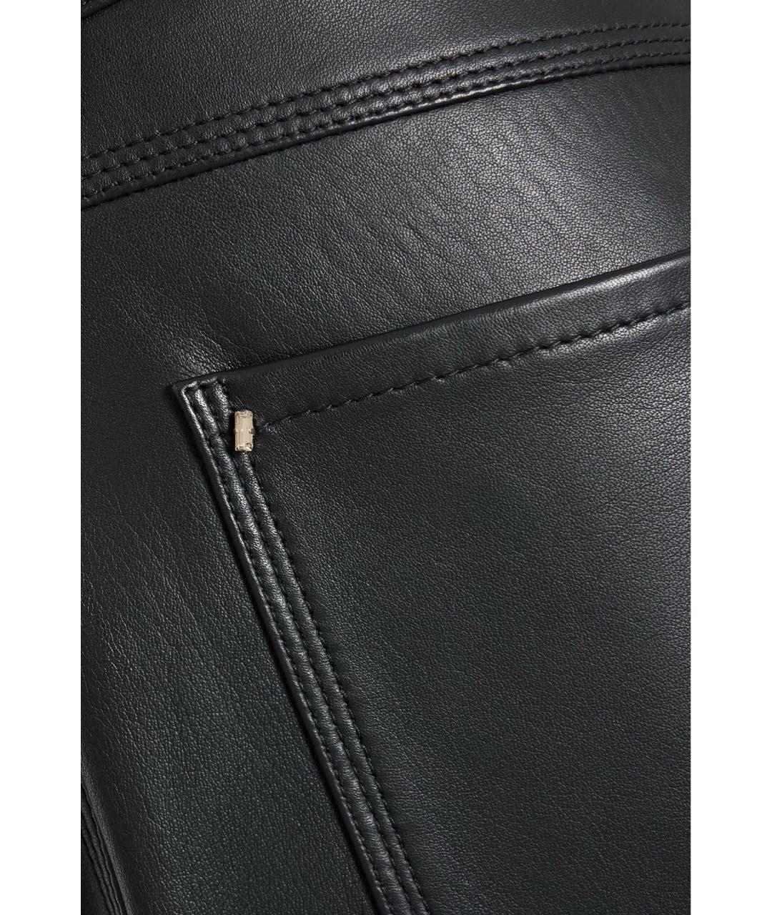 SPORTMAX Черные кожаные прямые брюки, фото 4