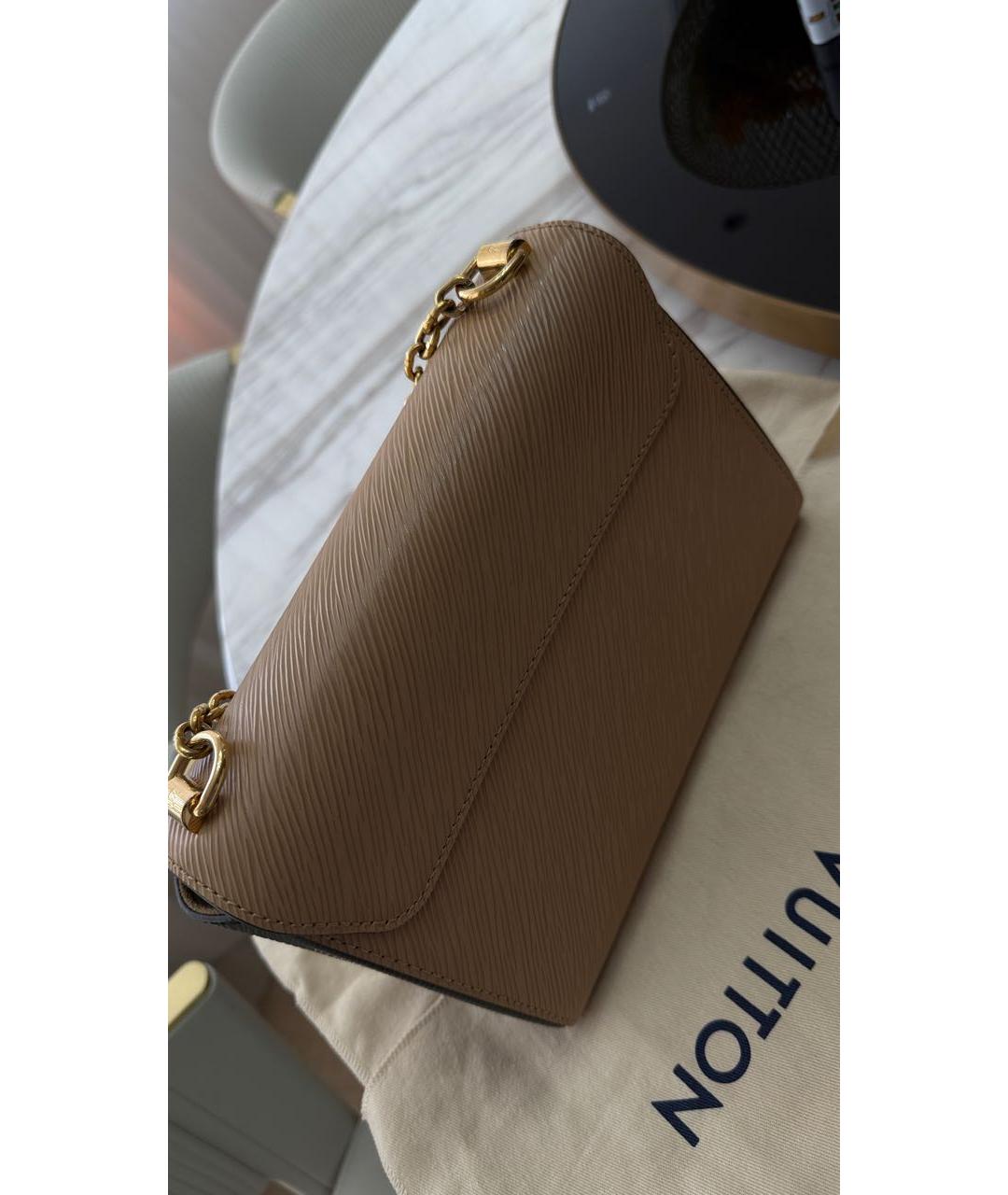 LOUIS VUITTON Бежевая кожаная сумка через плечо, фото 4
