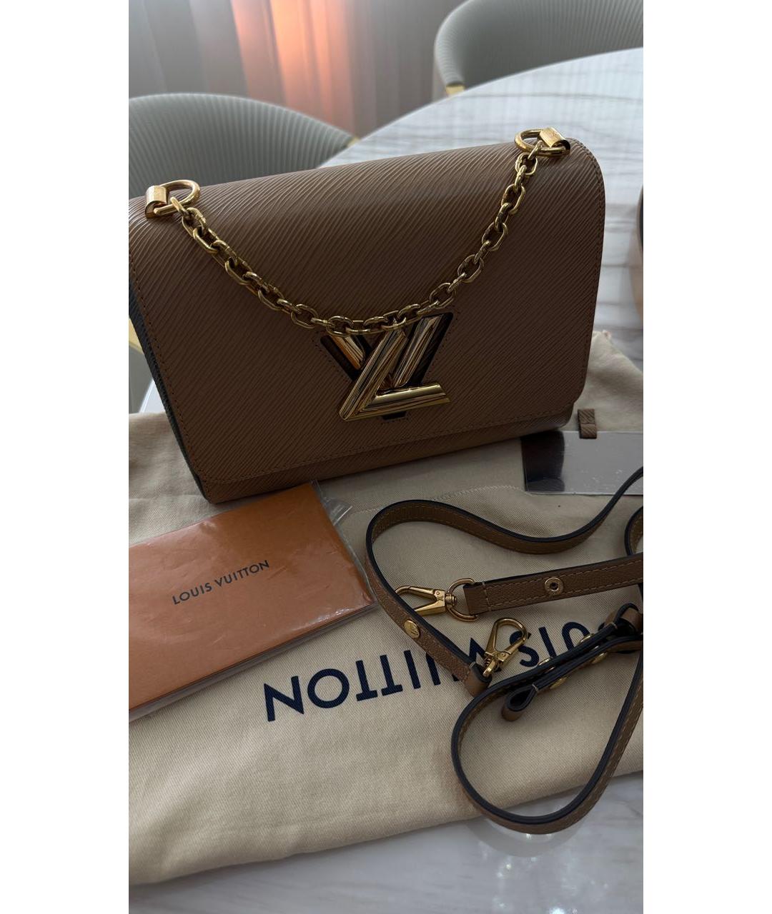 LOUIS VUITTON Бежевая кожаная сумка через плечо, фото 2