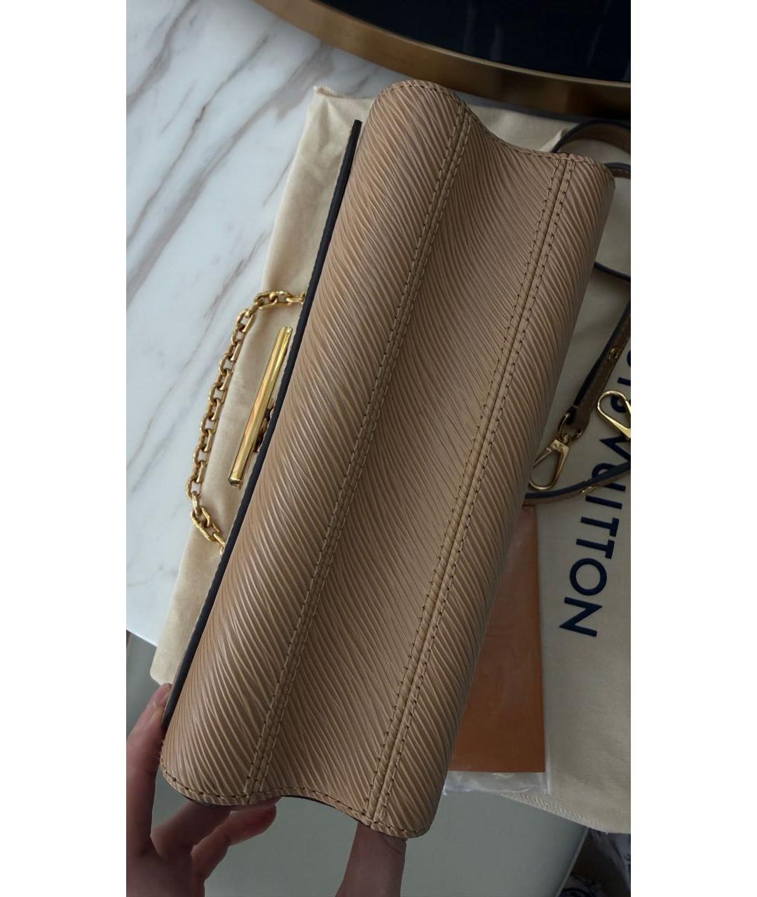 LOUIS VUITTON Бежевая кожаная сумка через плечо, фото 7