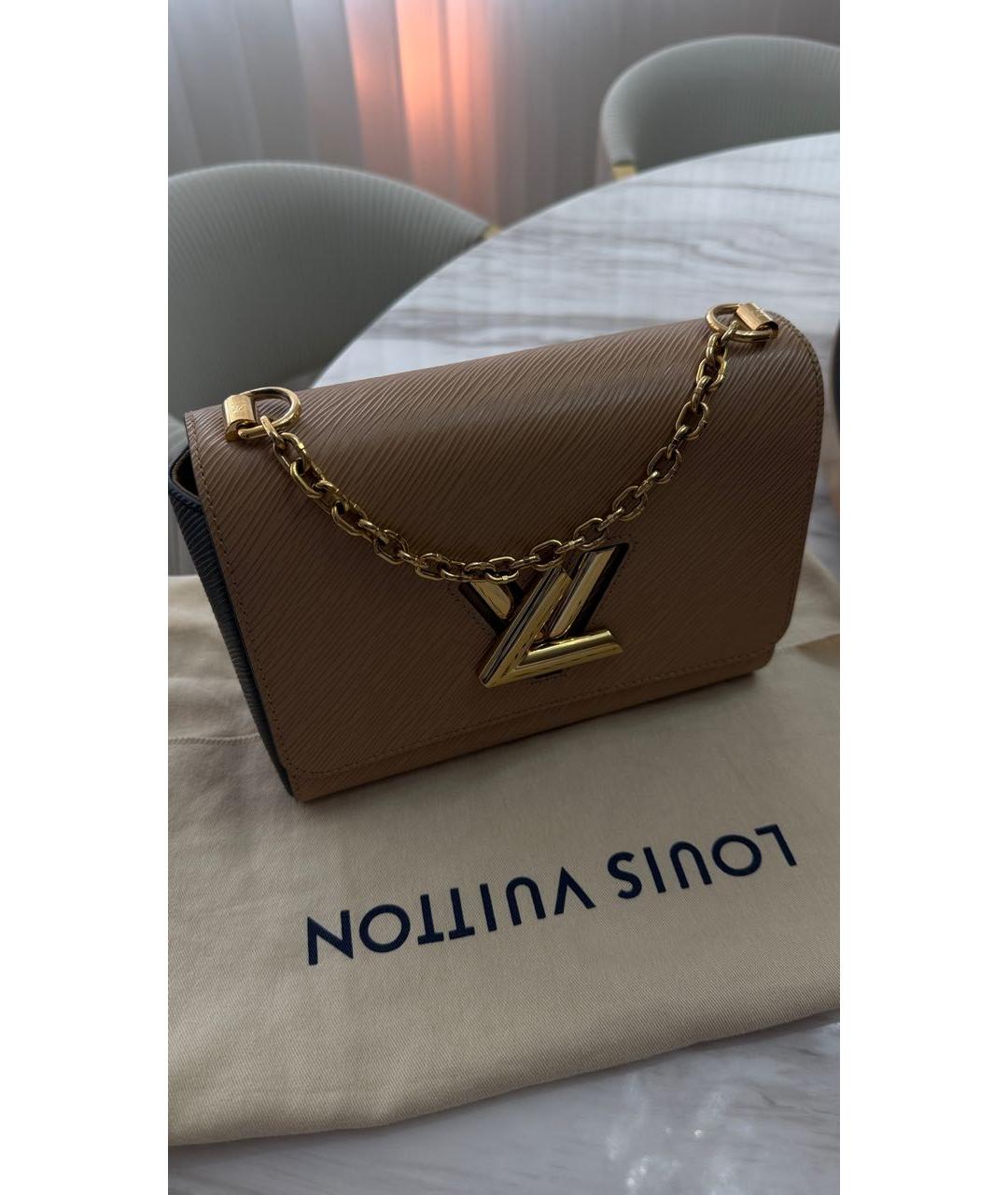 LOUIS VUITTON Бежевая кожаная сумка через плечо, фото 9