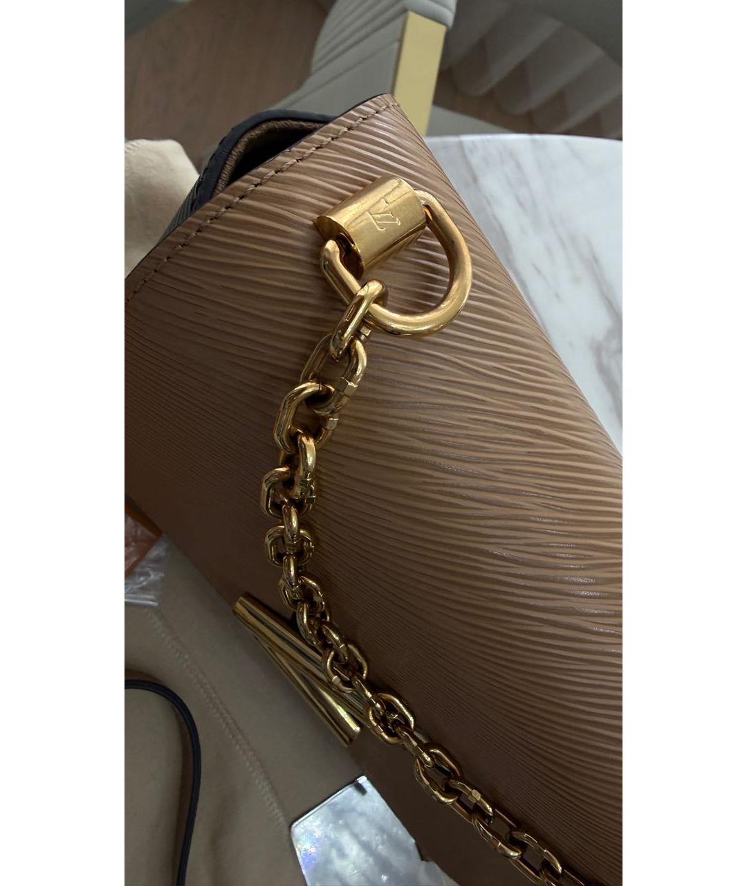 LOUIS VUITTON Бежевая кожаная сумка через плечо, фото 3