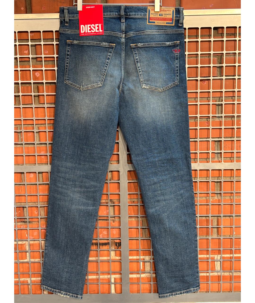 DIESEL Голубые хлопко-эластановые прямые джинсы, фото 8