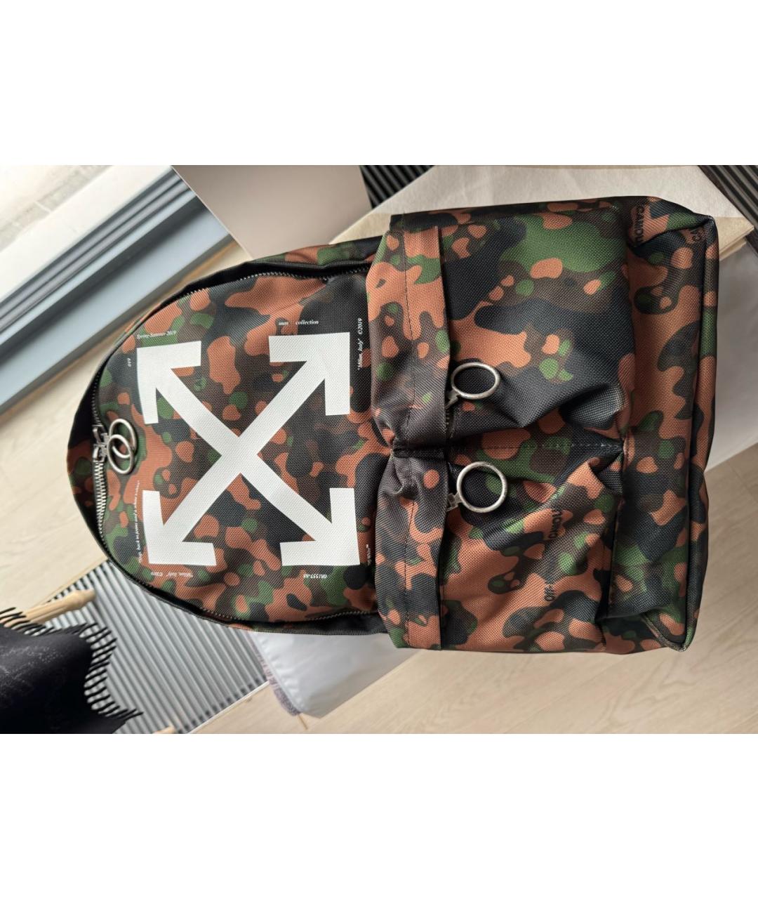 OFF-WHITE Хаки тканевый рюкзак, фото 6