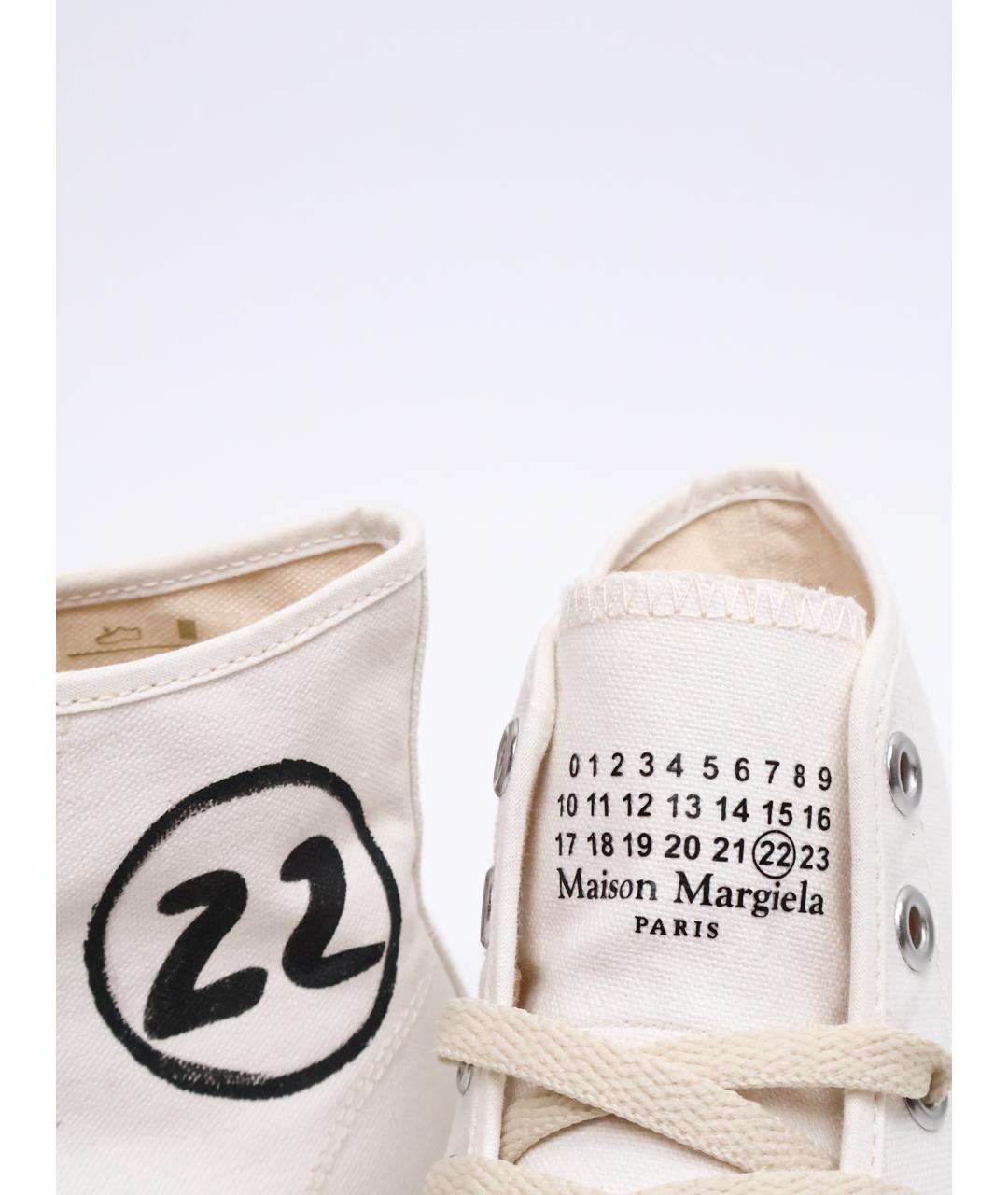 MAISON MARGIELA Белые текстильные высокие кроссовки / кеды, фото 5