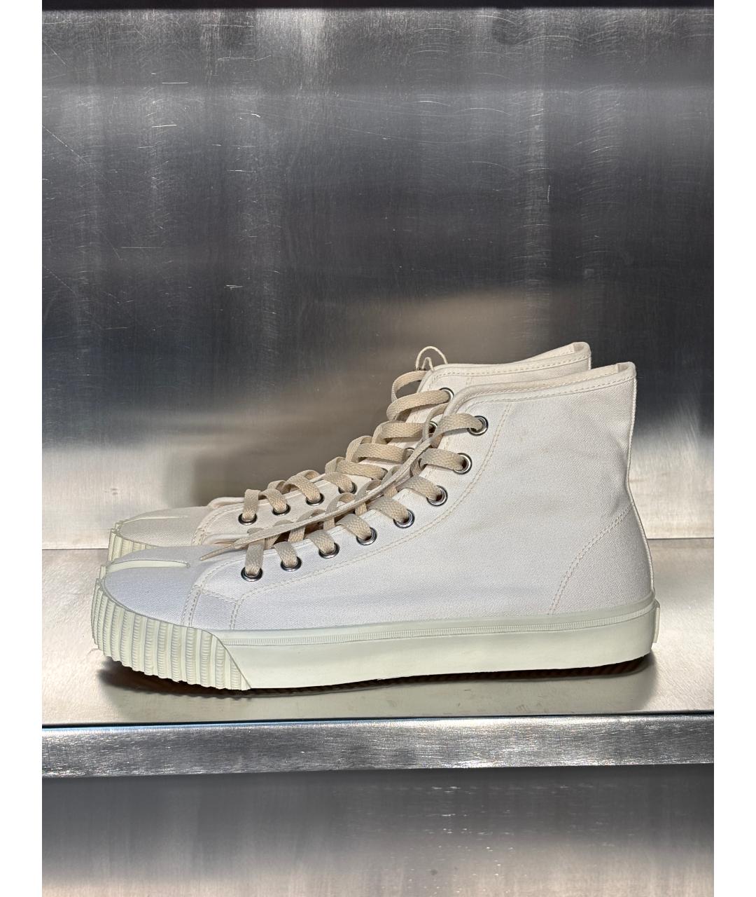 MAISON MARGIELA Белые текстильные высокие кроссовки / кеды, фото 8