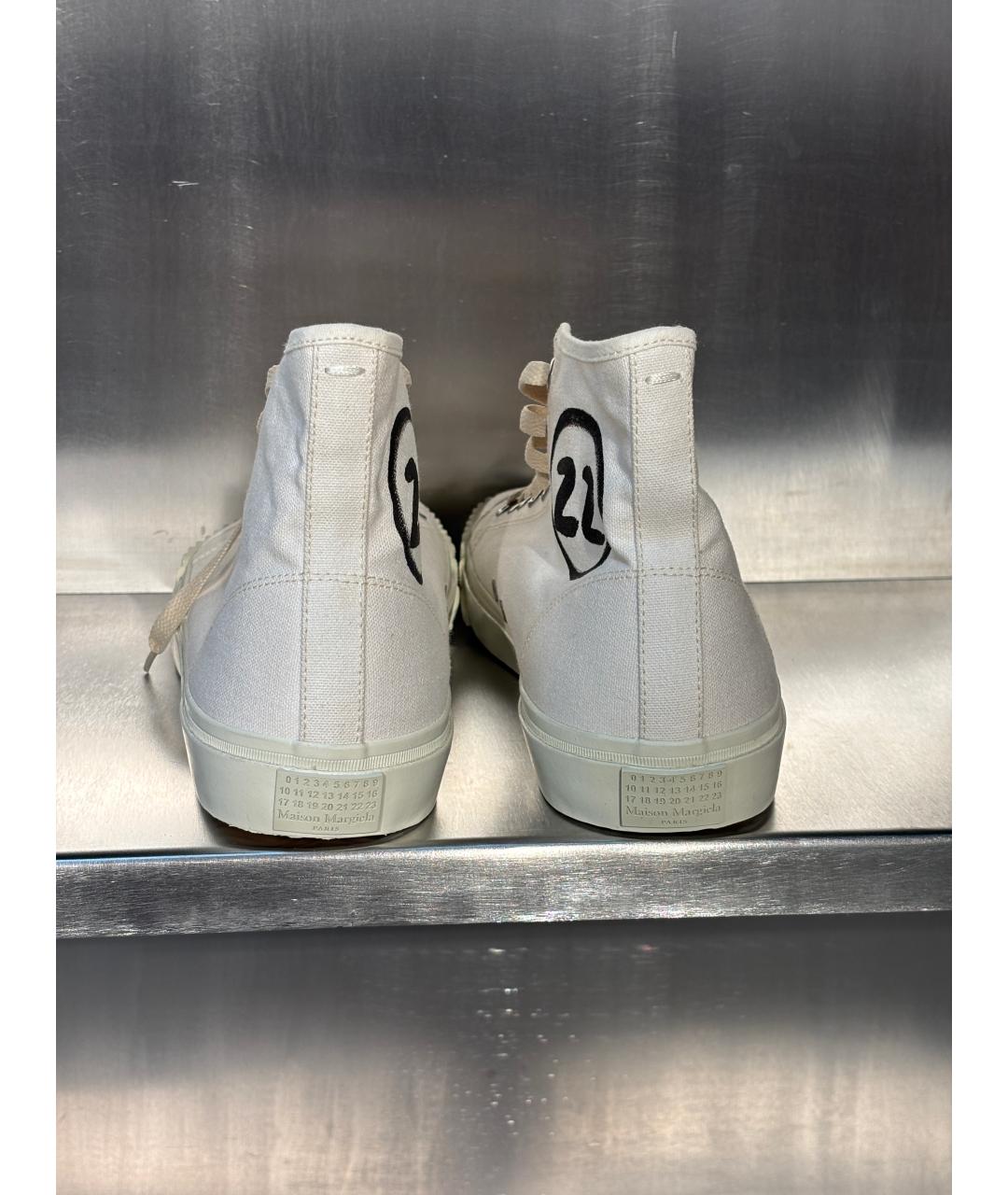 MAISON MARGIELA Белые текстильные высокие кроссовки / кеды, фото 9