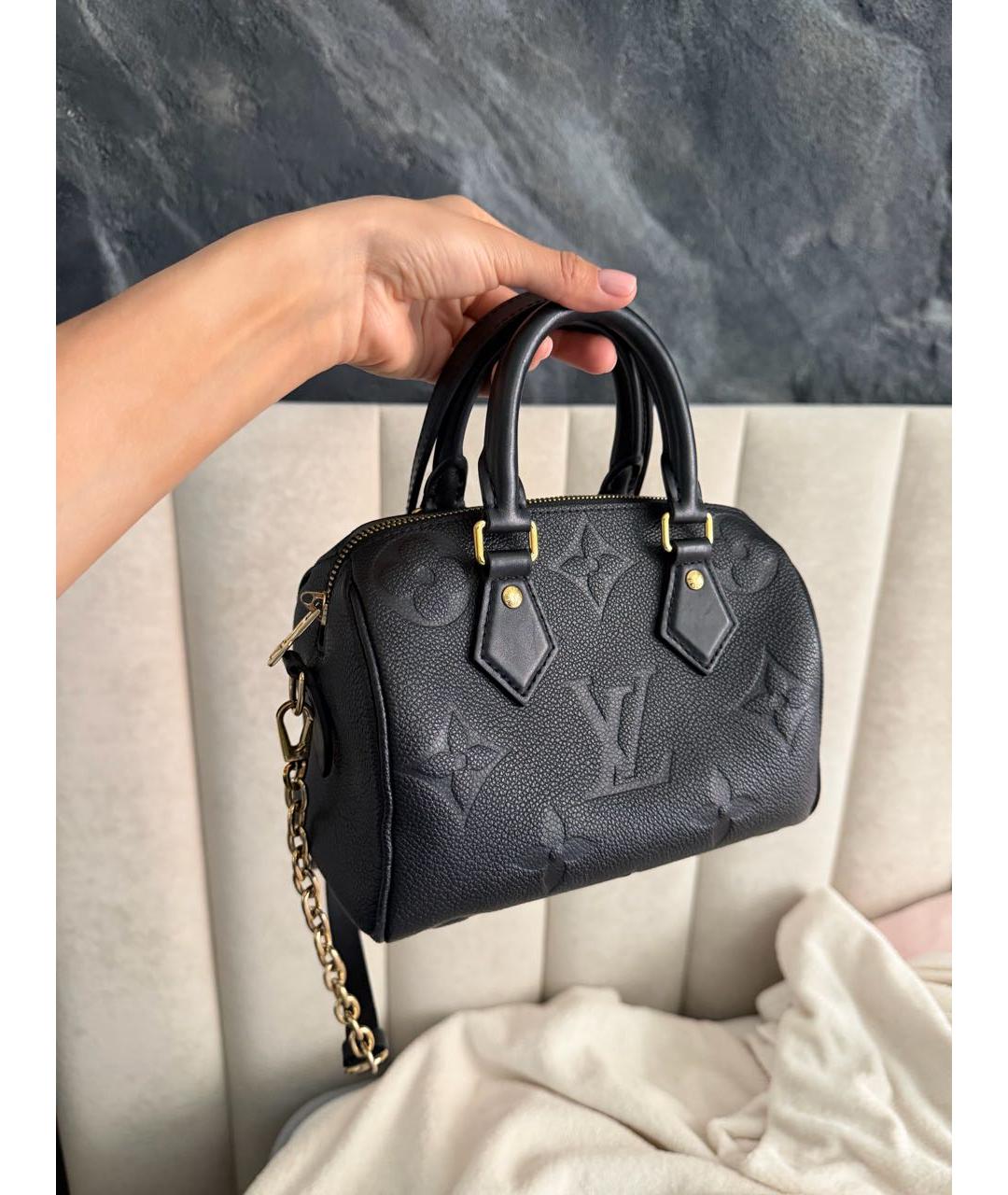 LOUIS VUITTON Черная кожаная сумка с короткими ручками, фото 8