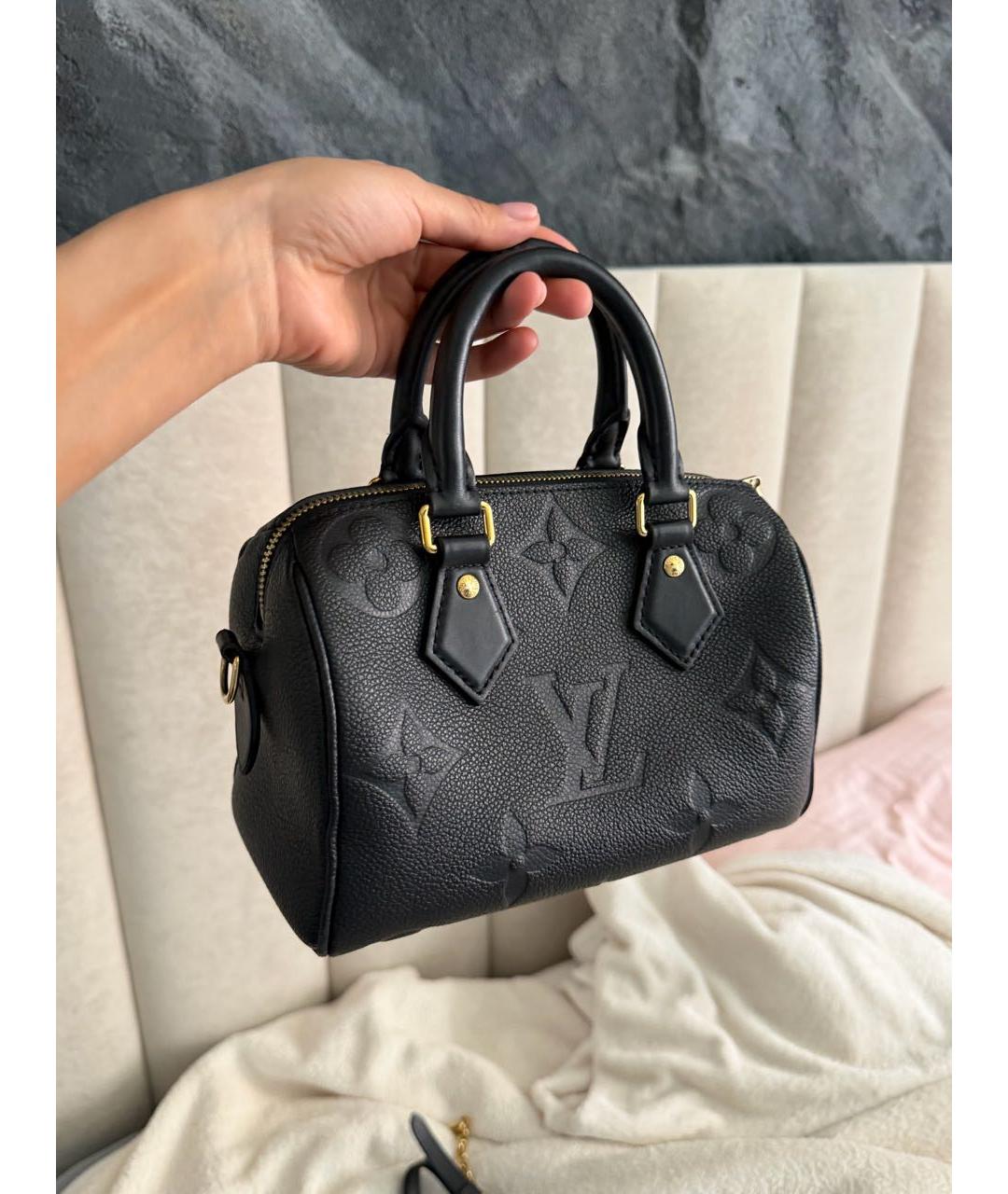 LOUIS VUITTON Черная кожаная сумка с короткими ручками, фото 3