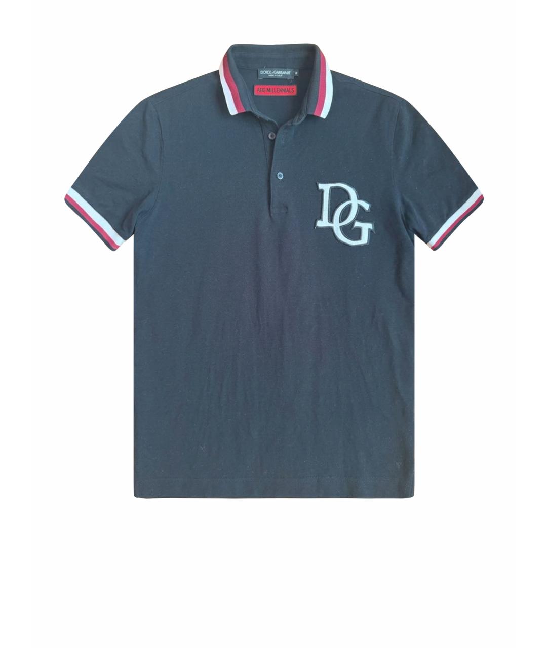 DOLCE&GABBANA Черное хлопковое поло с коротким рукавом, фото 1