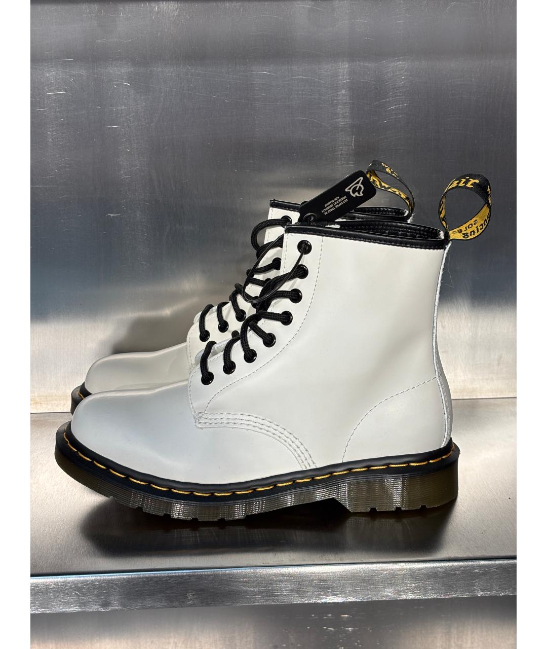 DR. MARTENS Белые кожаные высокие ботинки, фото 6