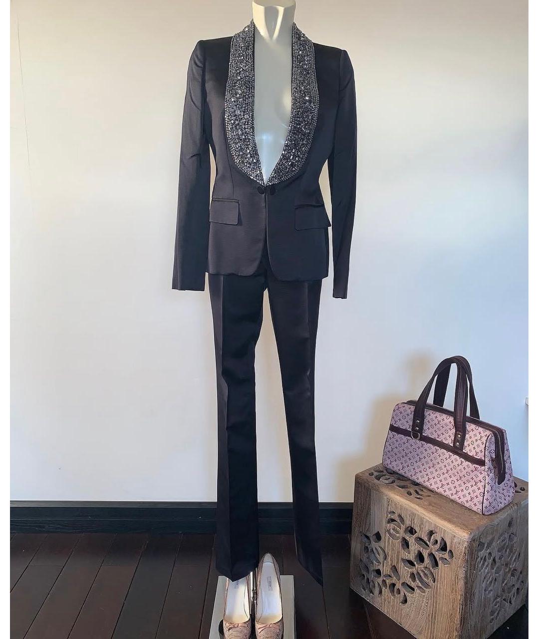GUCCI Черный шелковый костюм с брюками, фото 8