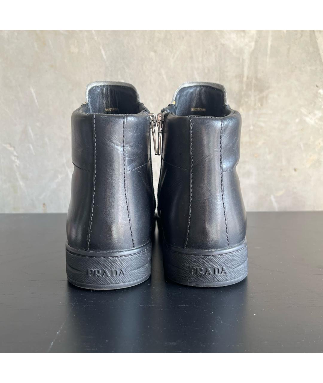 PRADA Черные кожаные ботинки, фото 4