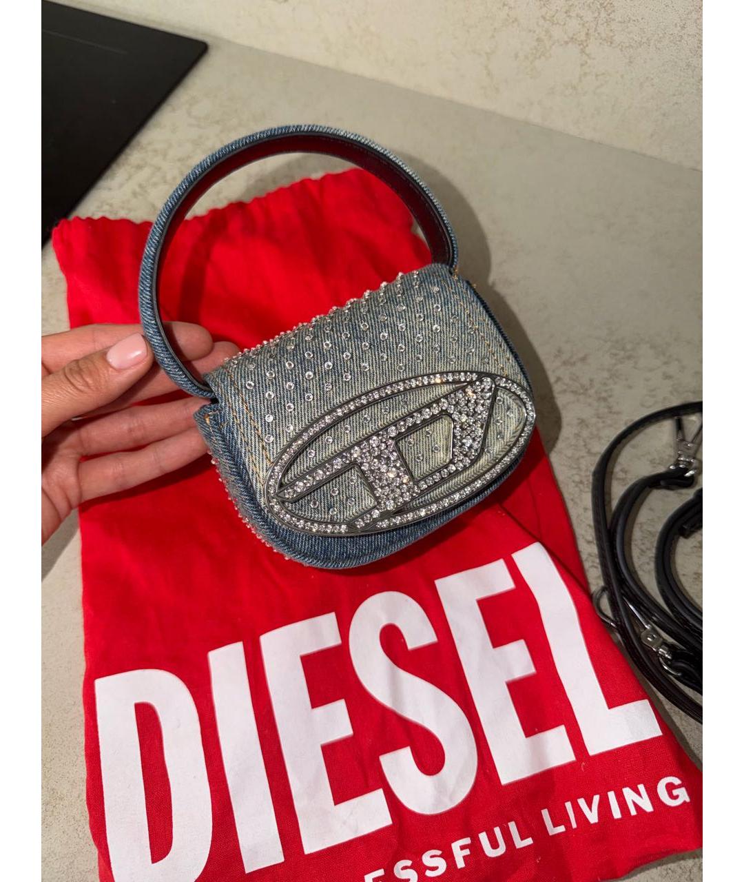 DIESEL Голубая деним сумка с короткими ручками, фото 8