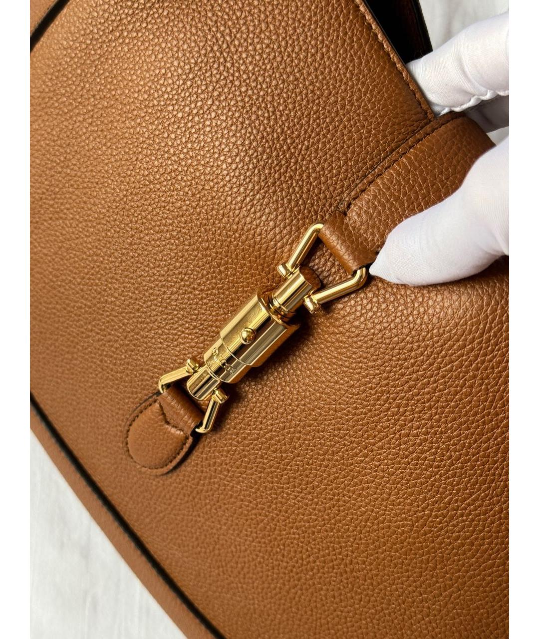 GUCCI Коричневая кожаная сумка с короткими ручками, фото 4