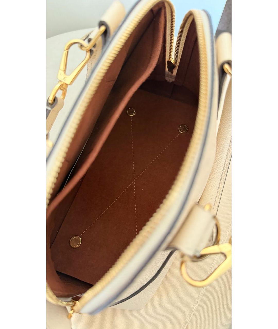 LOUIS VUITTON Бежевая кожаная сумка с короткими ручками, фото 4