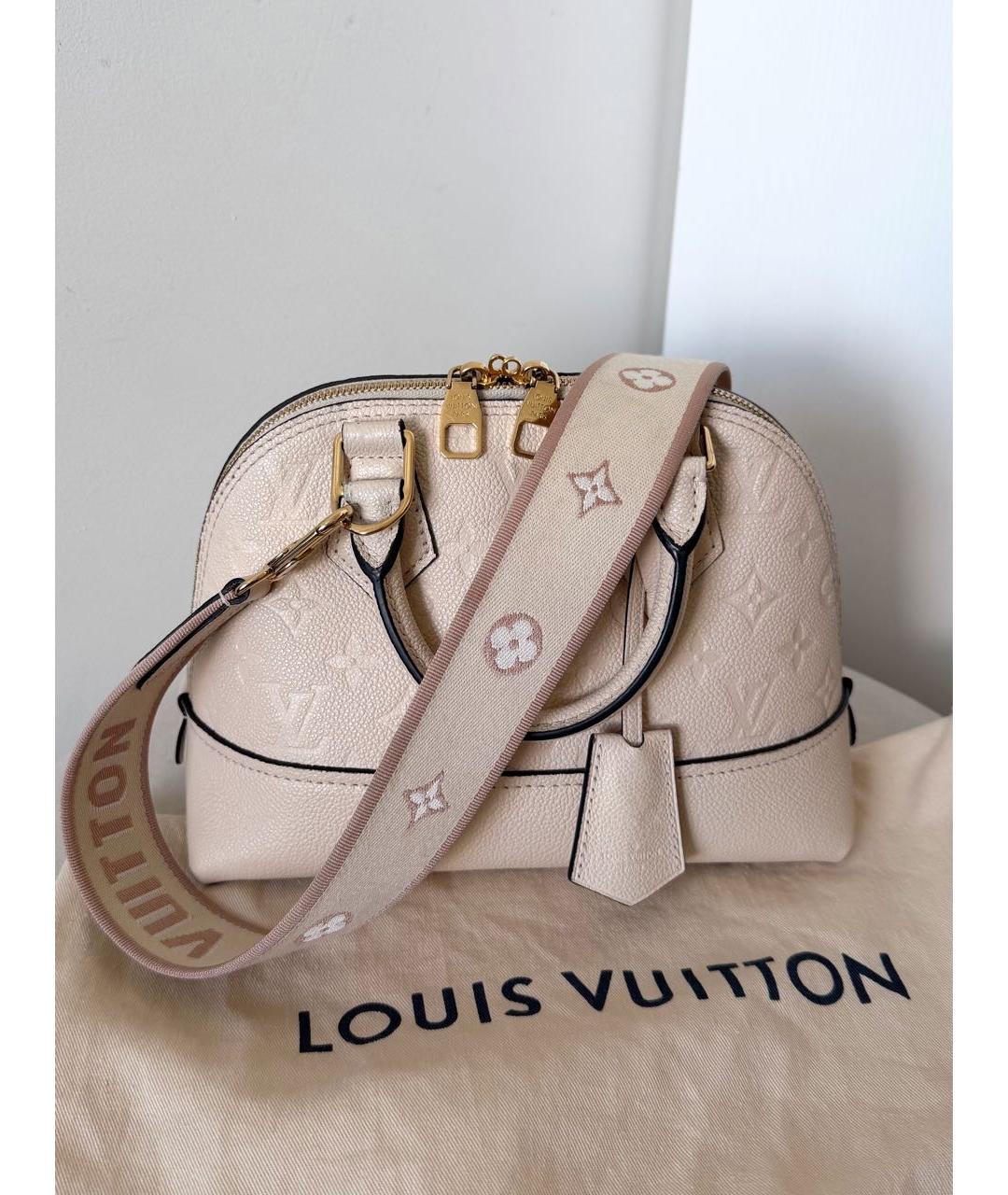 LOUIS VUITTON Бежевая кожаная сумка с короткими ручками, фото 2